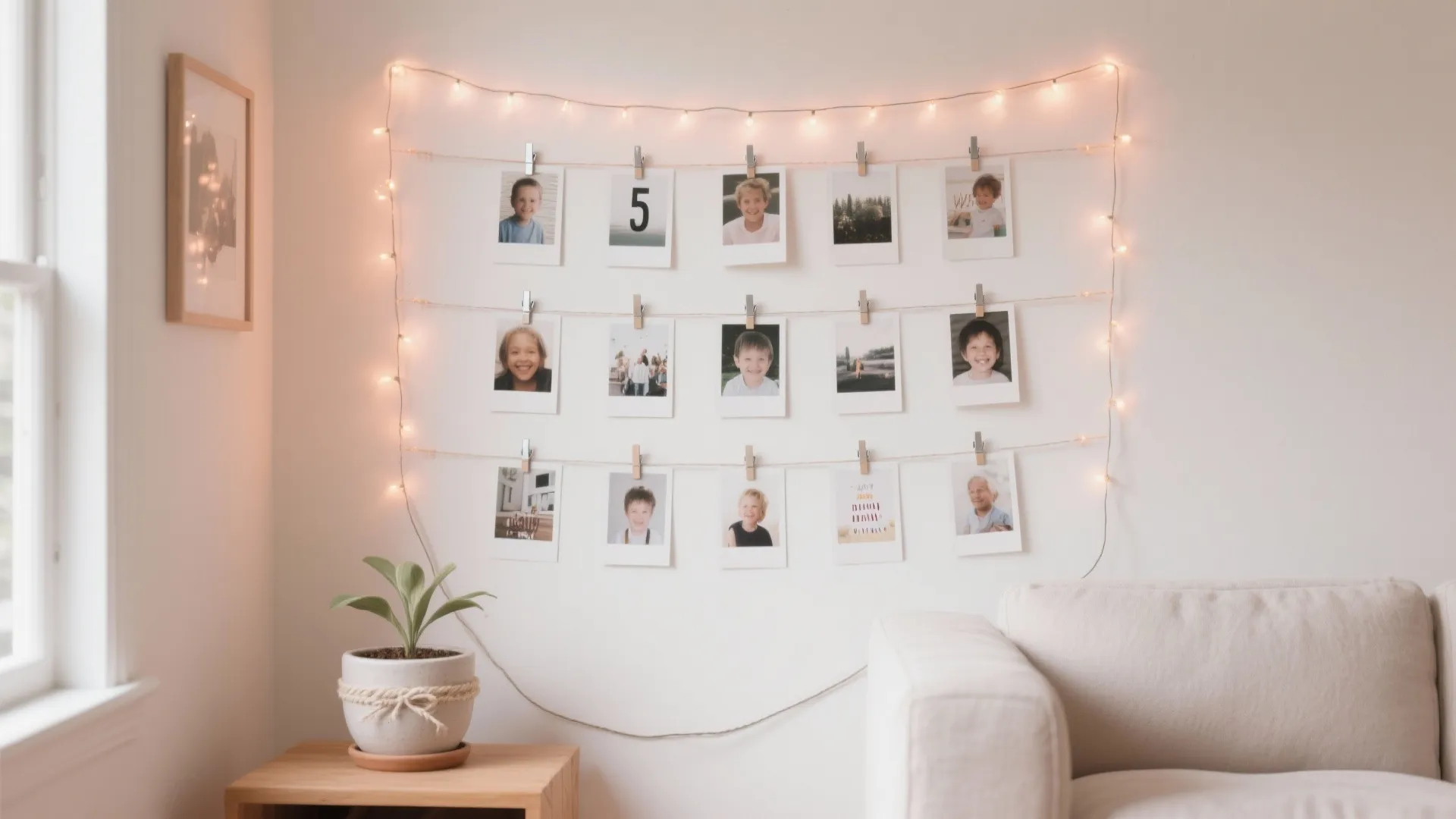 Minimalist Photo Collage with Fairy Lights