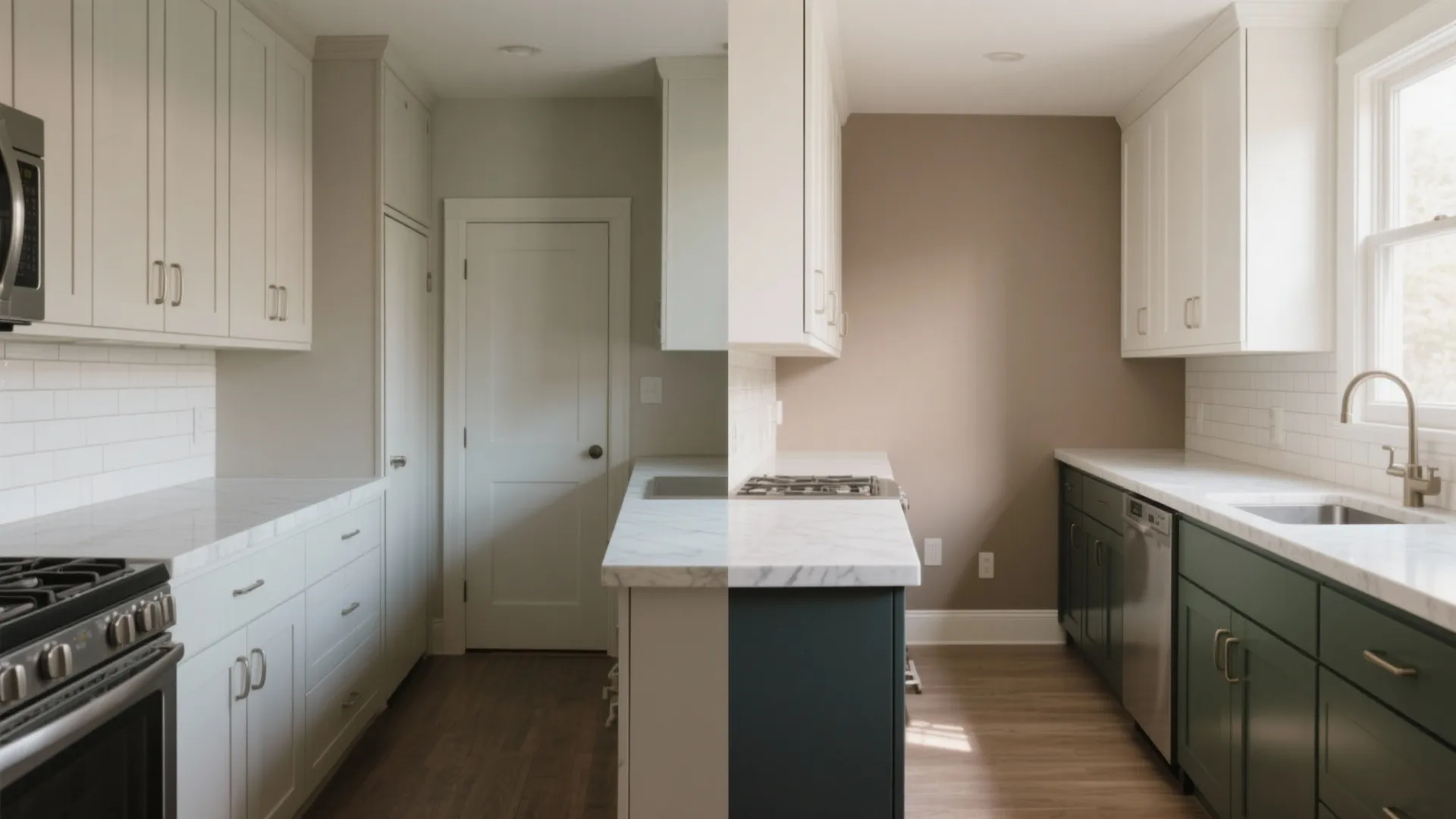 Idea 3: Color blocking to widen narrow rooms