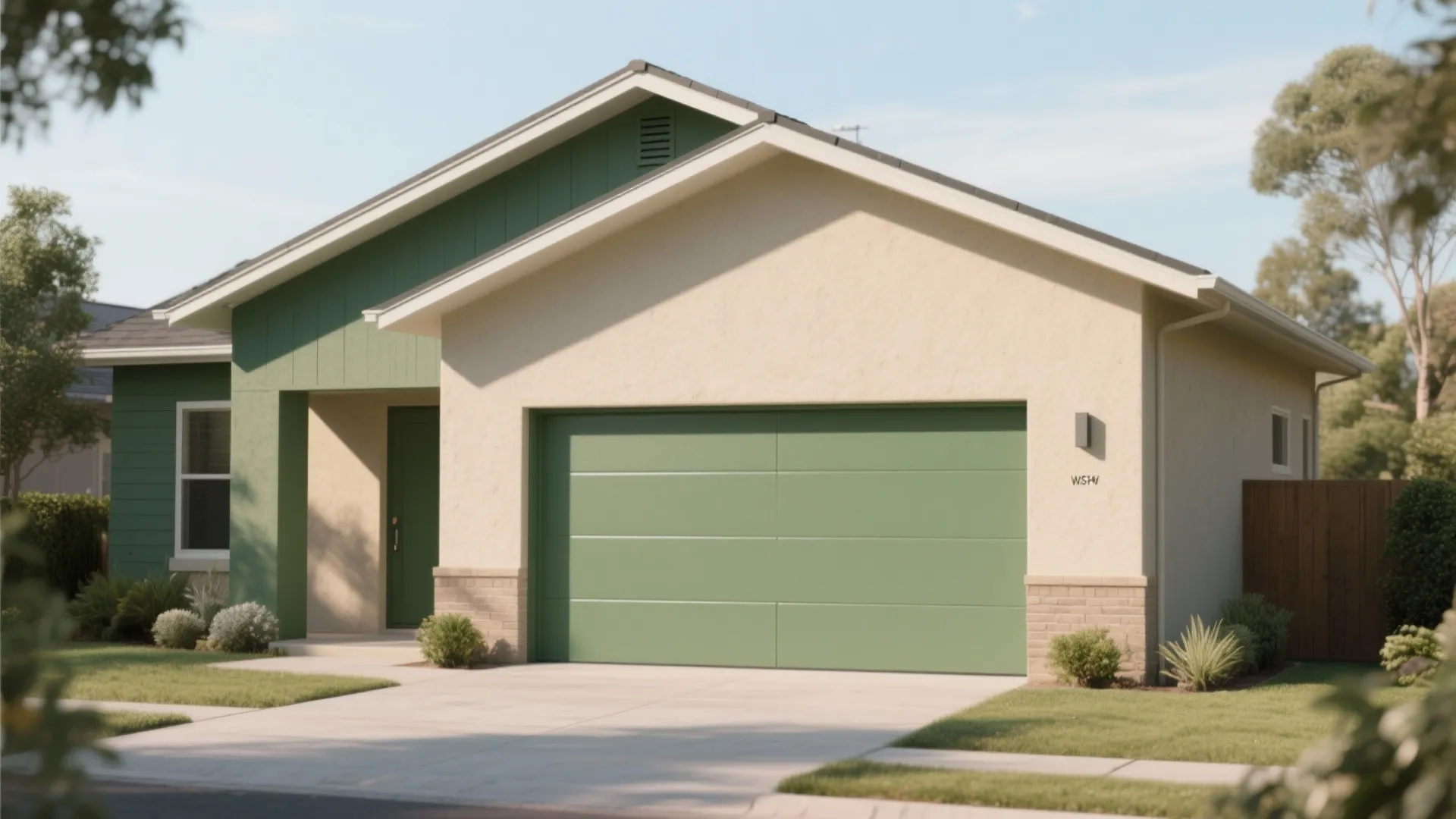 5. Color-Block Modern with Accent Garage or Roof