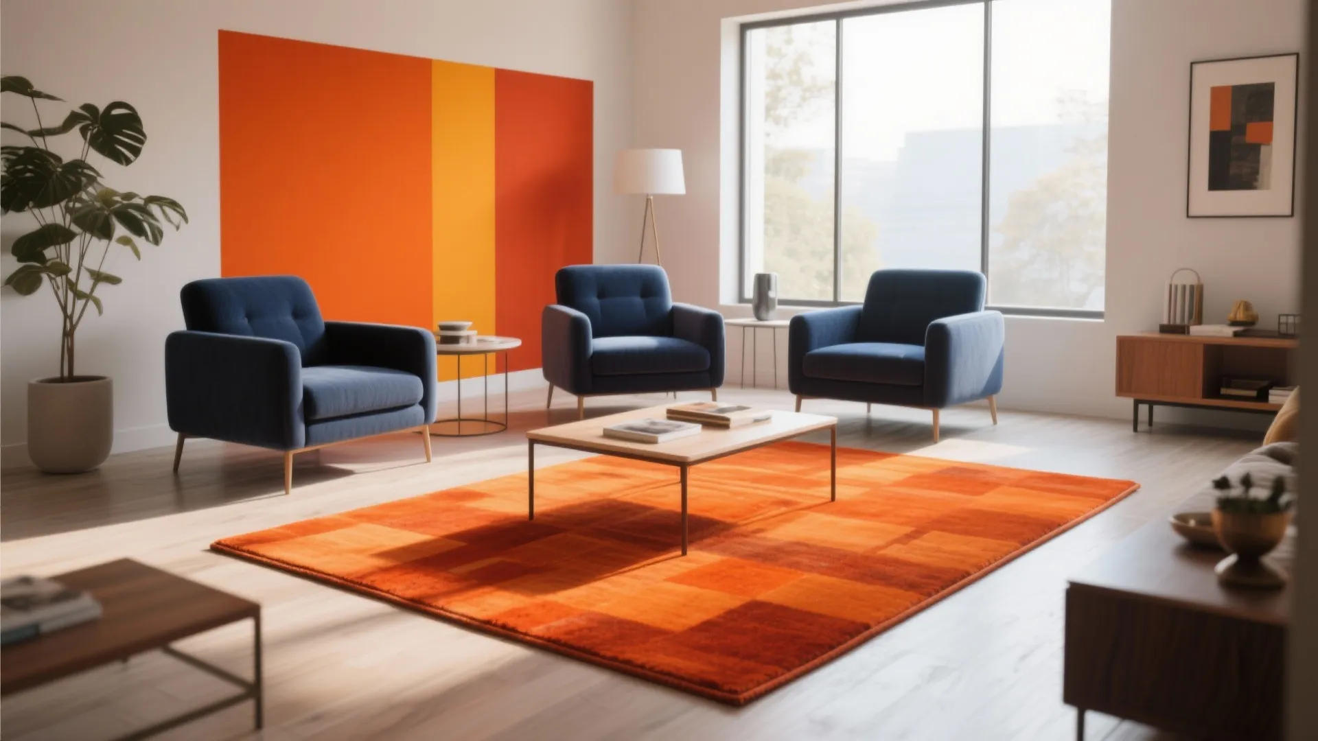 5. Color Blocking with a 5x7 Rug