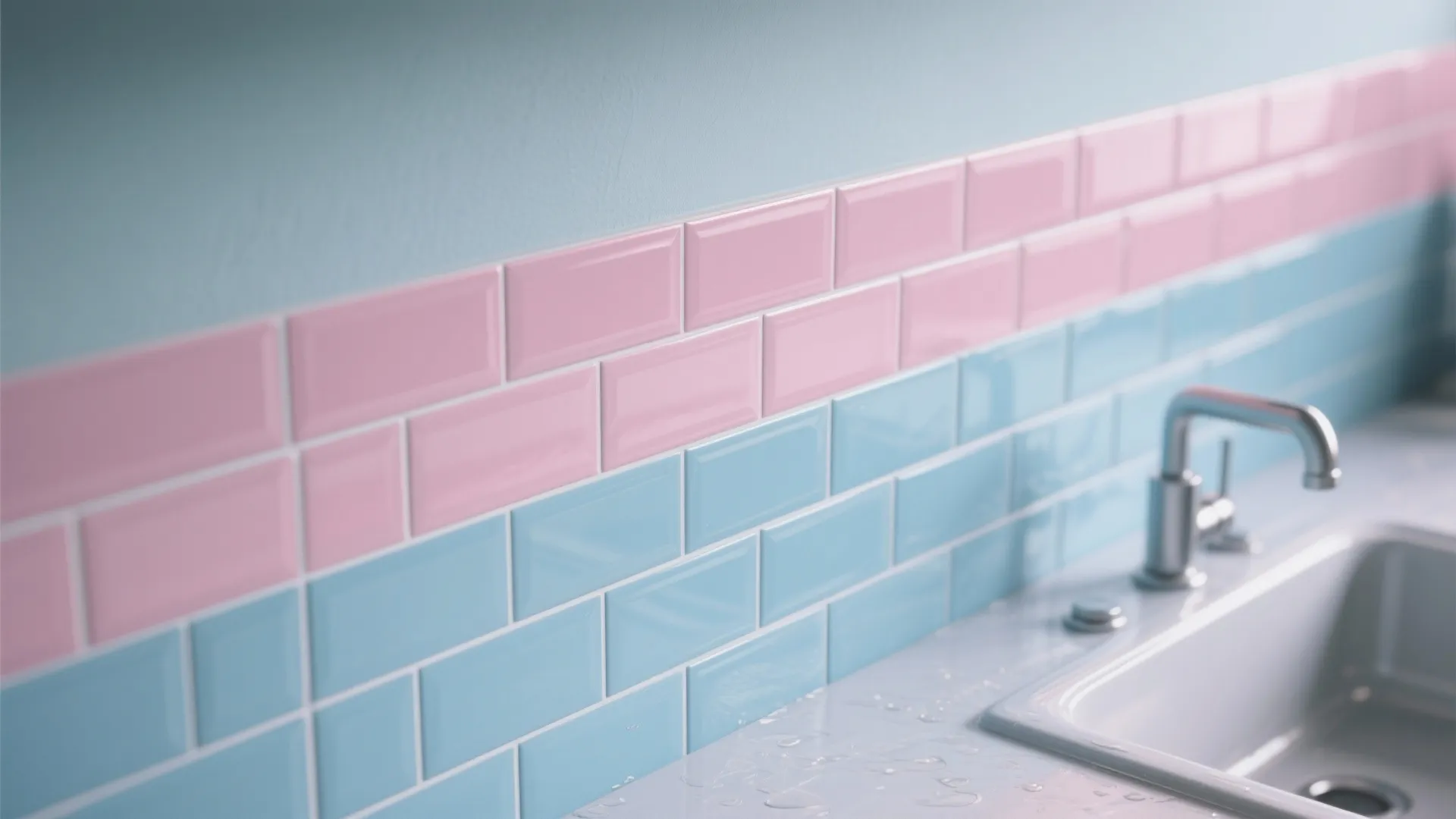 3. Color-Blocked Backsplash
