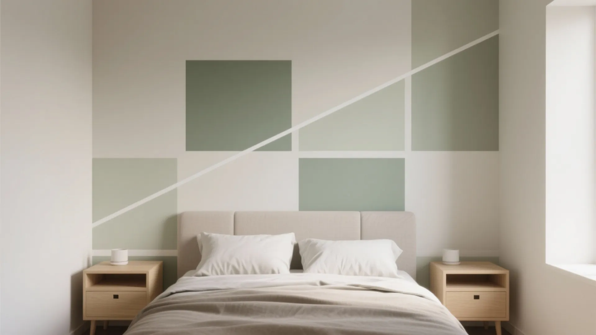 Geometric Color-Block Tape Wall