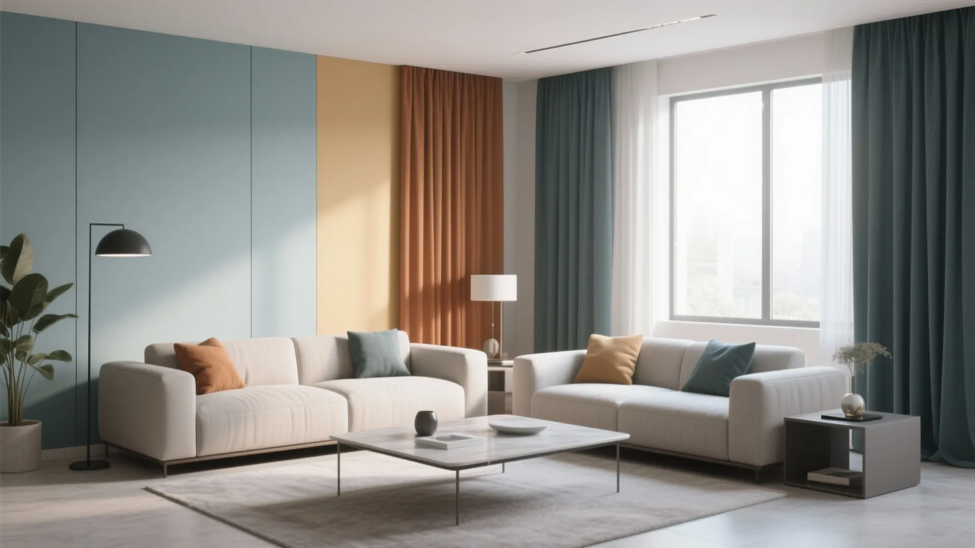 7. Color-Blocking Curtains