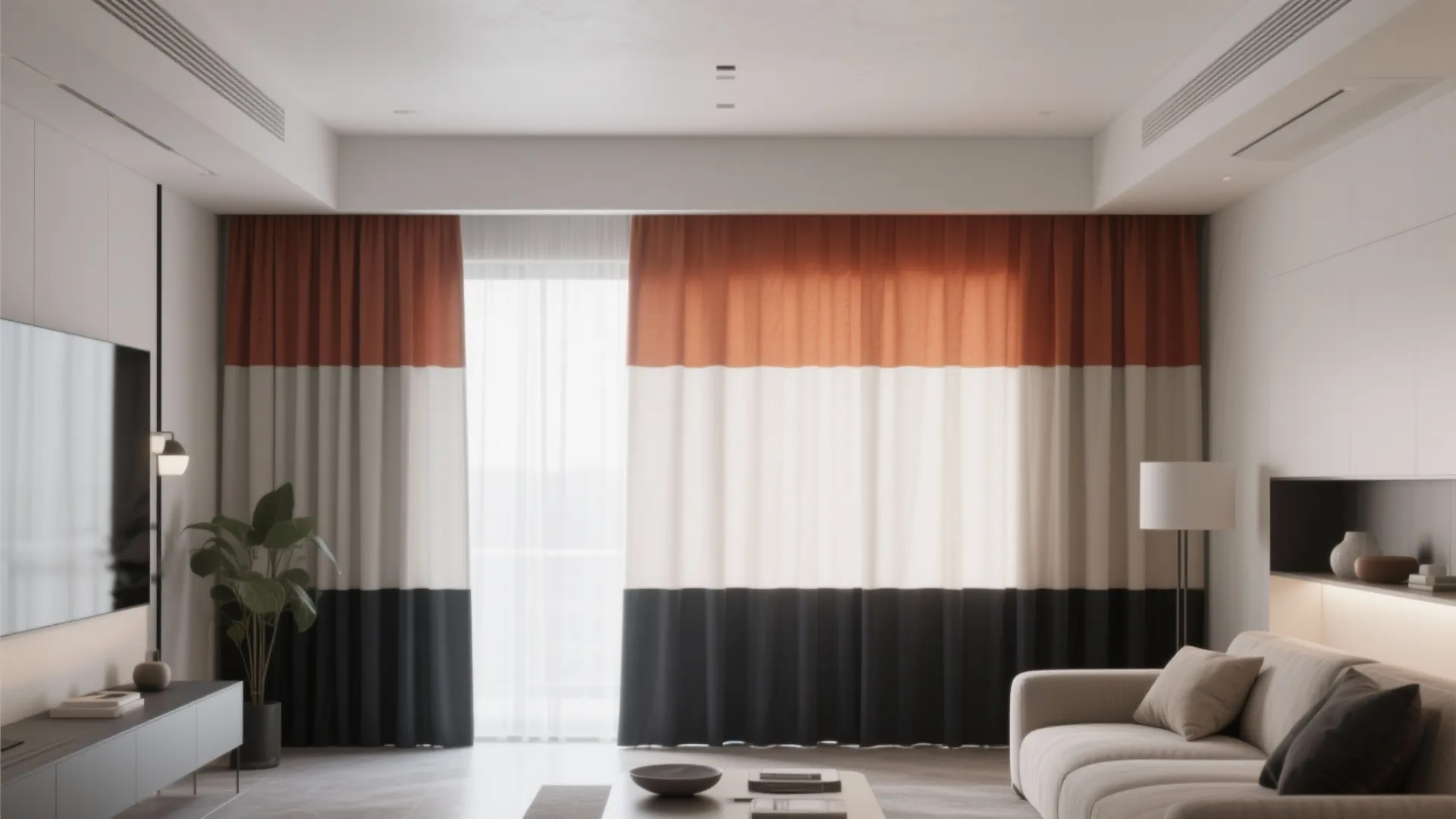 10. Color-Blocked Curtains