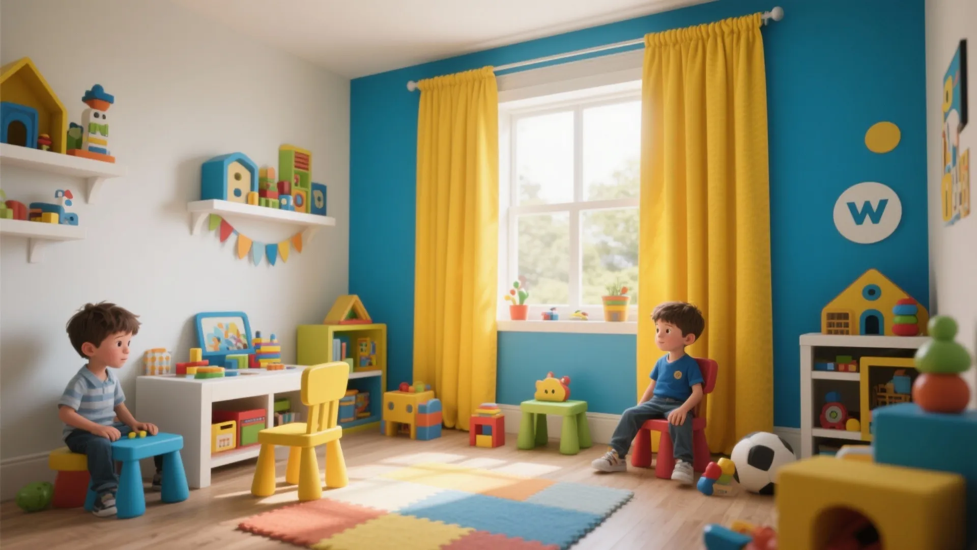 Bright Color Block Curtains