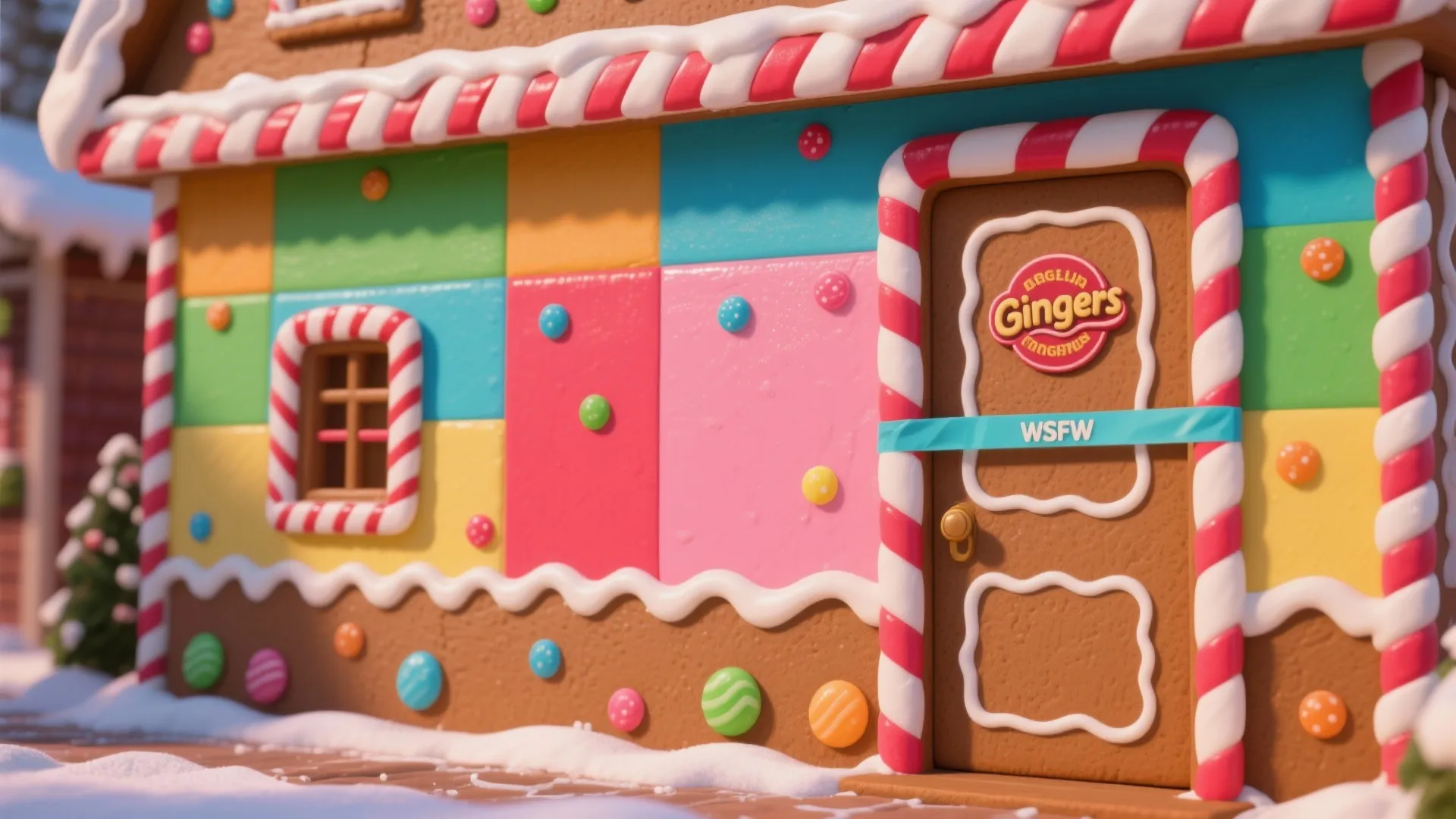 1. Color-Blocked Candy Facades