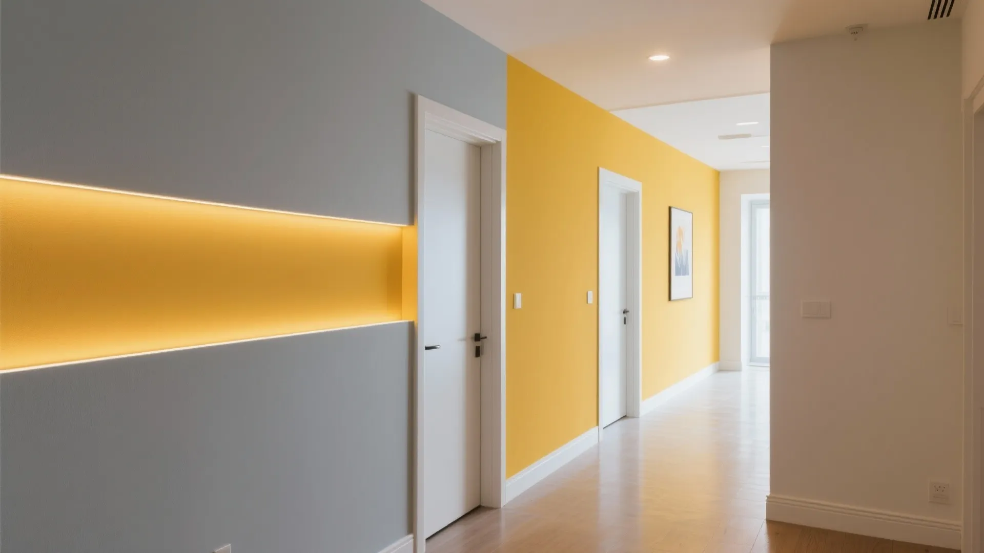 Pop Color Blocking in a Narrow Hall