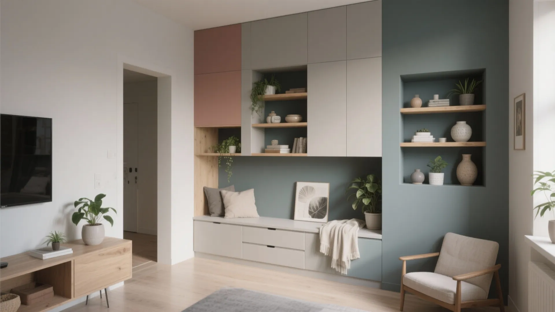 4. Matte Color Blocking for Small Niches