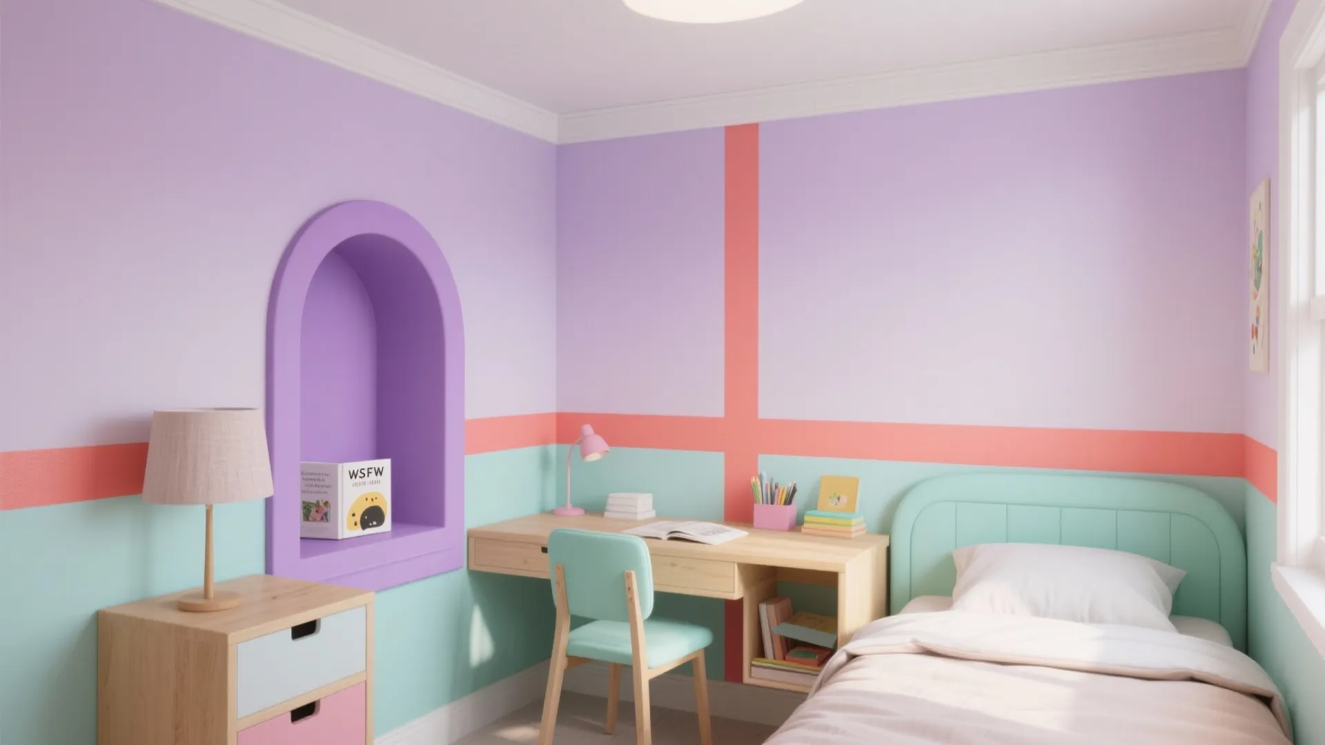 Color-Blocked Creative Studio Bedroom