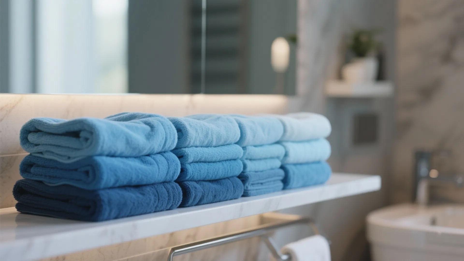 1. Color-Blocked Towel Stacks