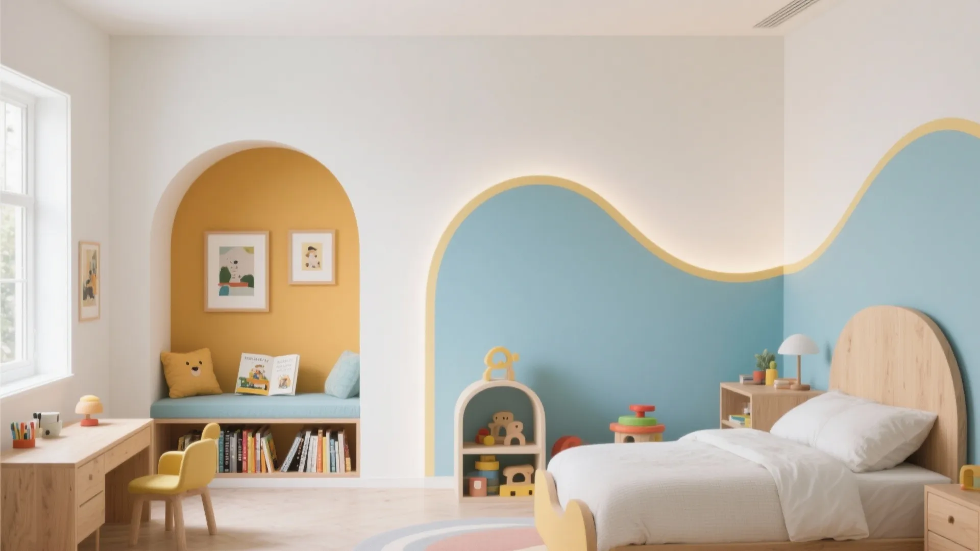 Idea 4: Color-blocked zones with low ledges