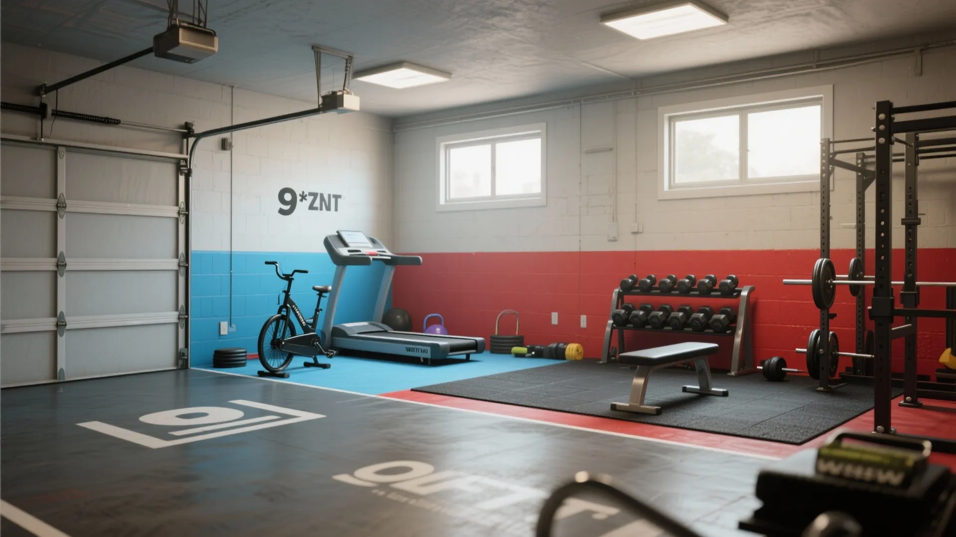 3. Color-blocked zones for cardio and strength