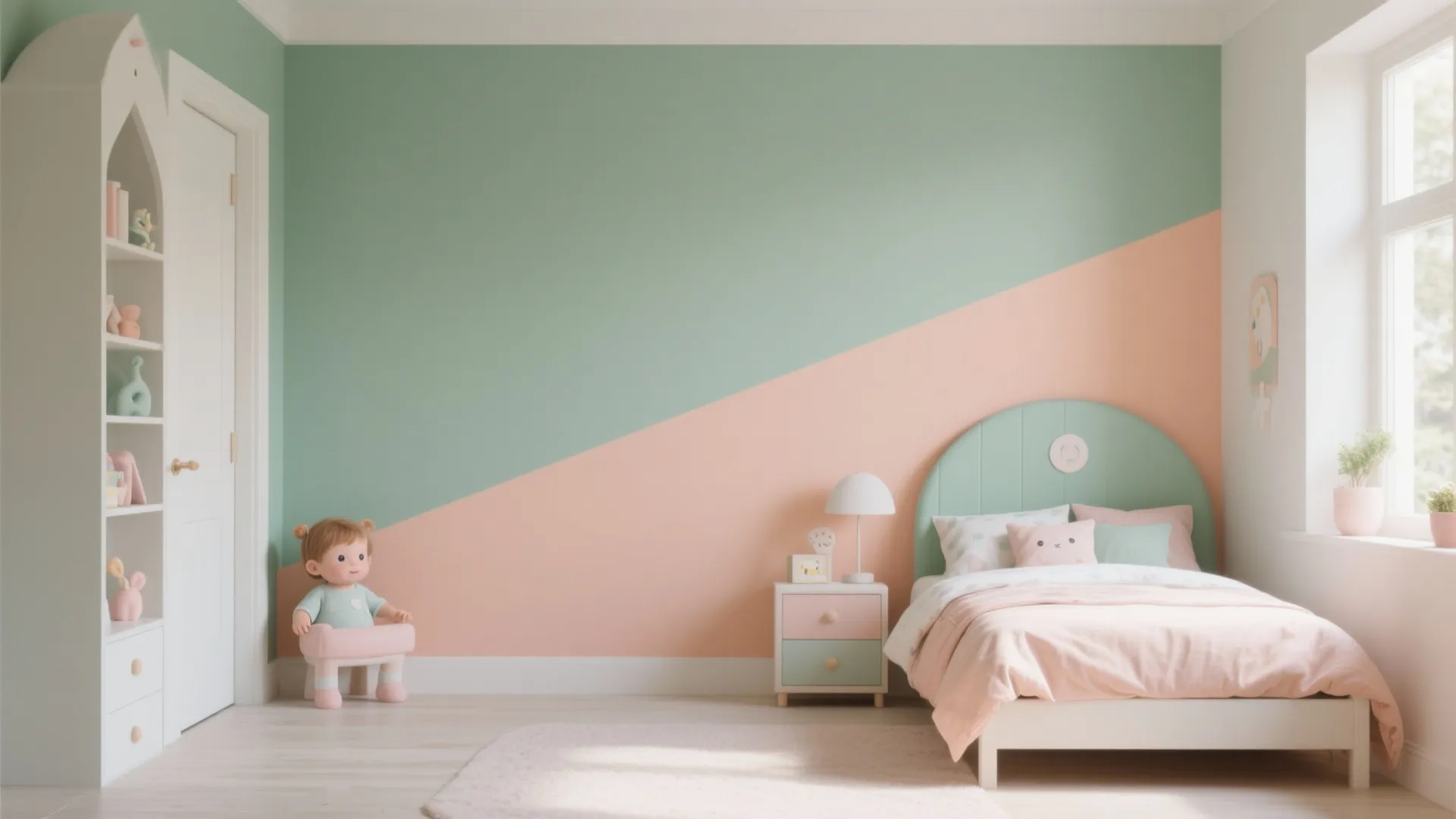4. Color-Blocked Accent Wall