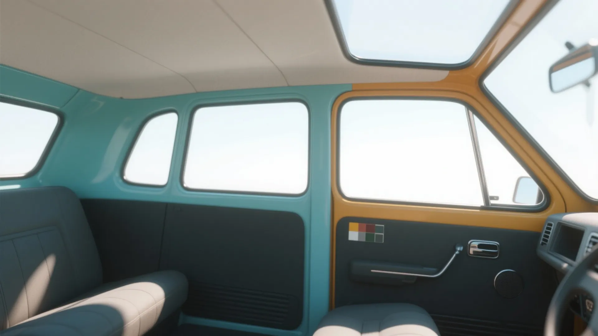 5. Color blocking to visually enlarge a tiny cabin