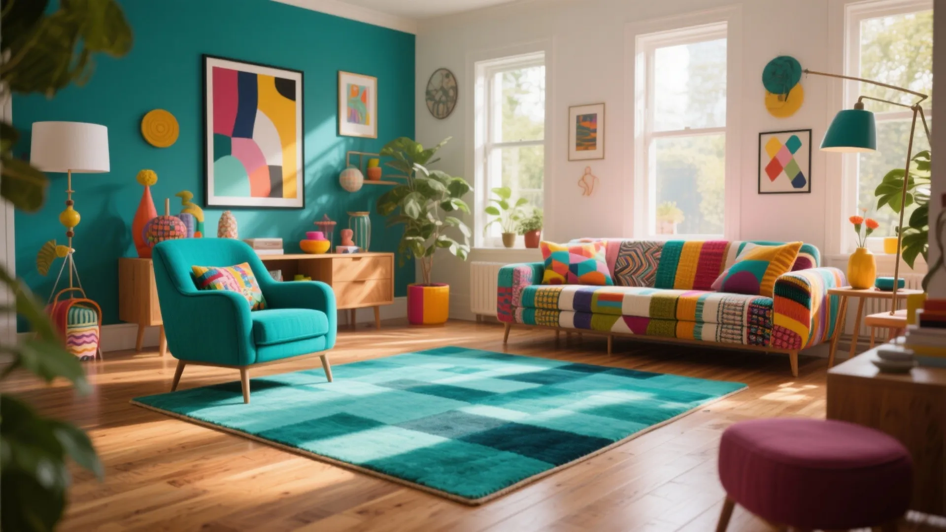 4. Color Blocking with Rugs