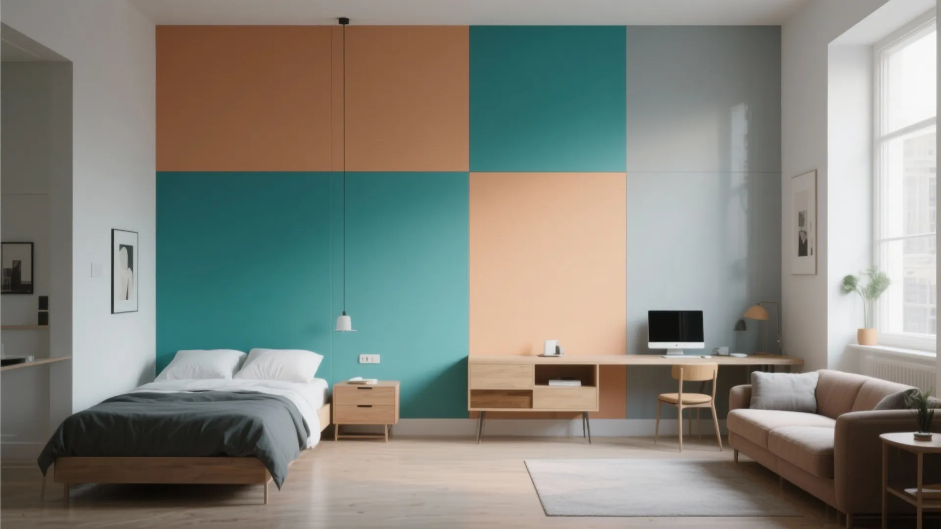 5. Patchwork Color Blocks for Multi-Function Rooms