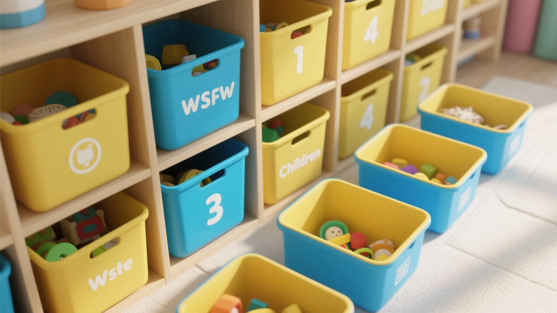 6. Color-coded Storage Bins