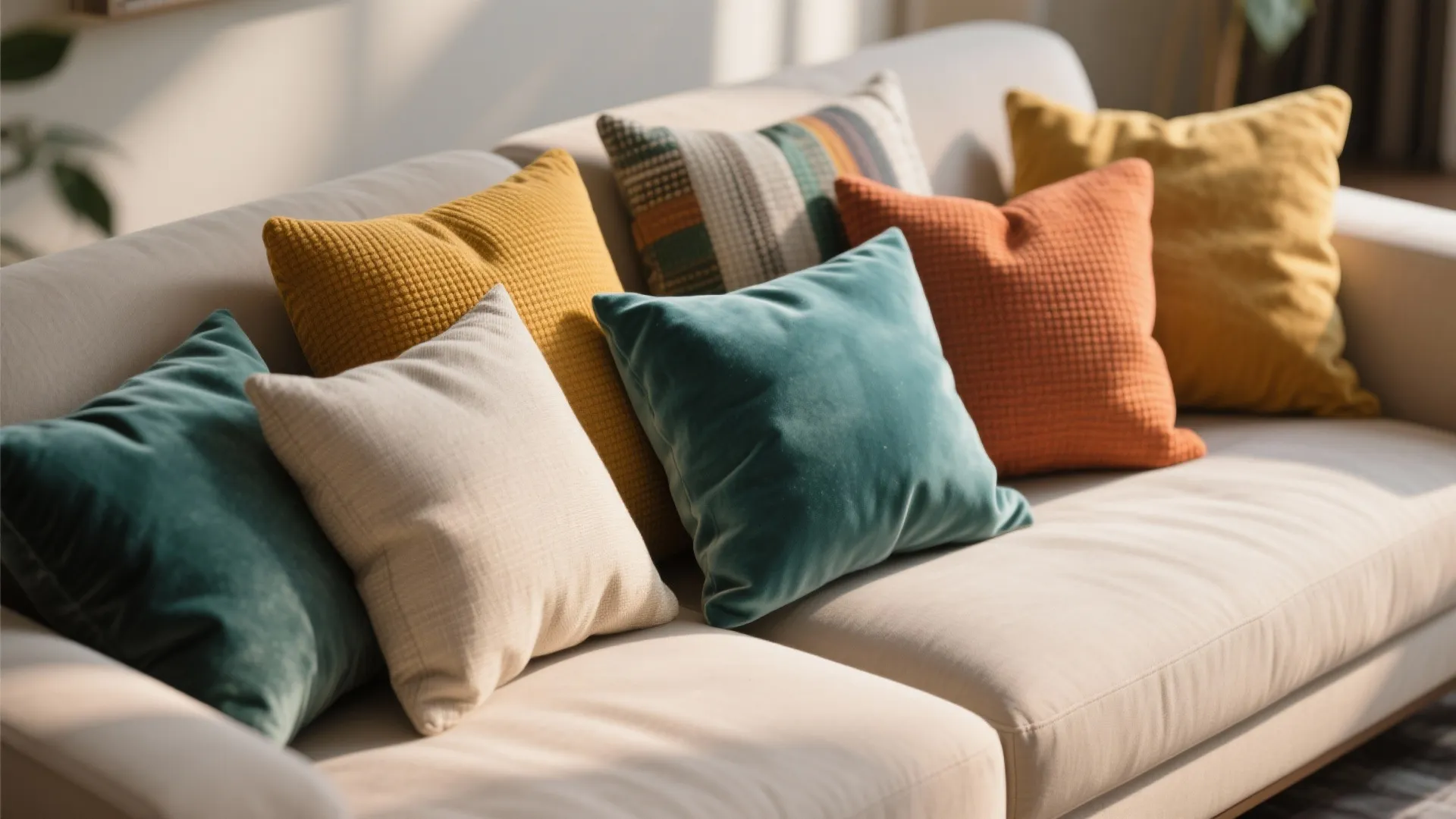 3. Accent color cushions