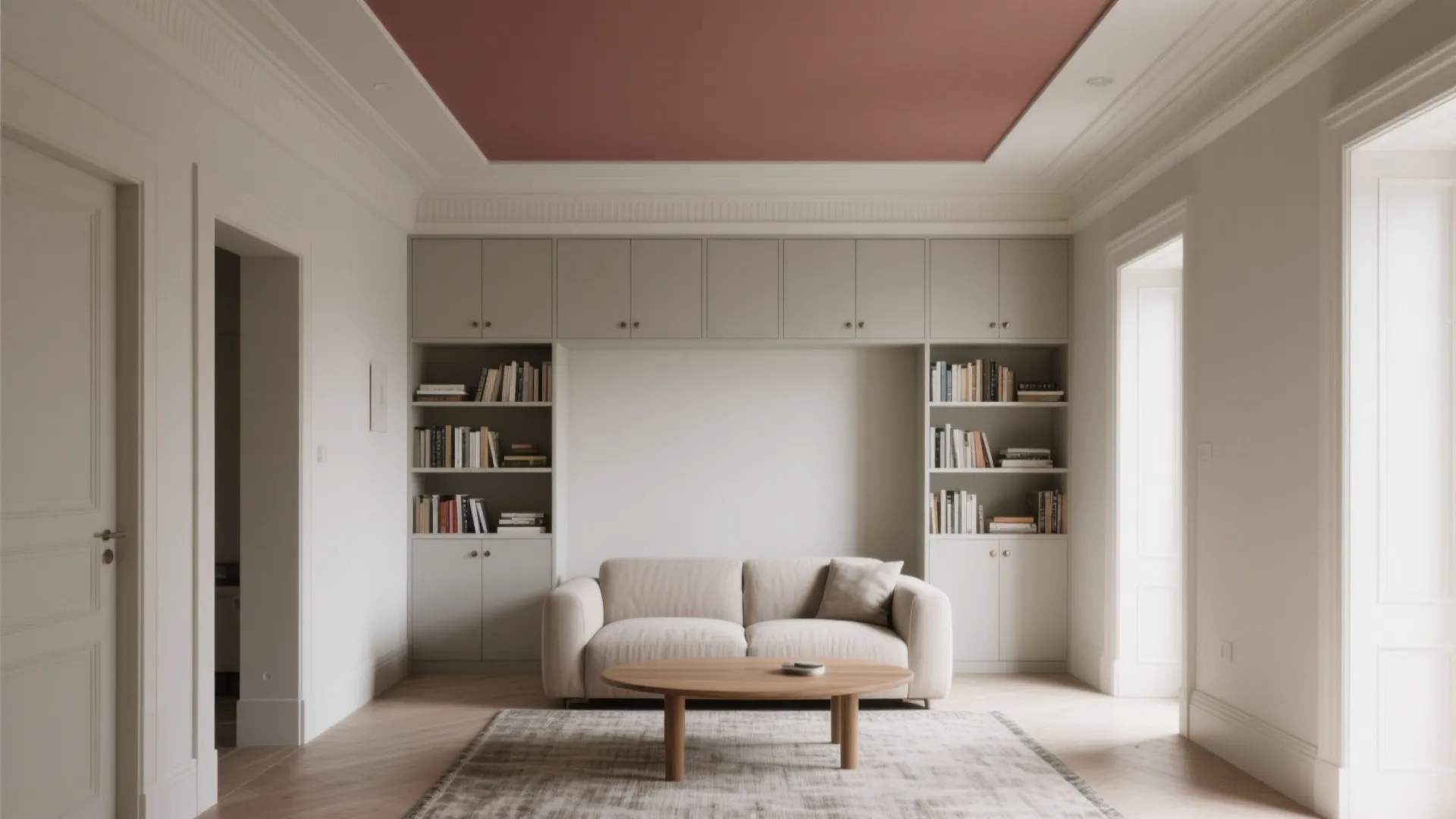 4) Color-drench one element (ceiling or built-ins)