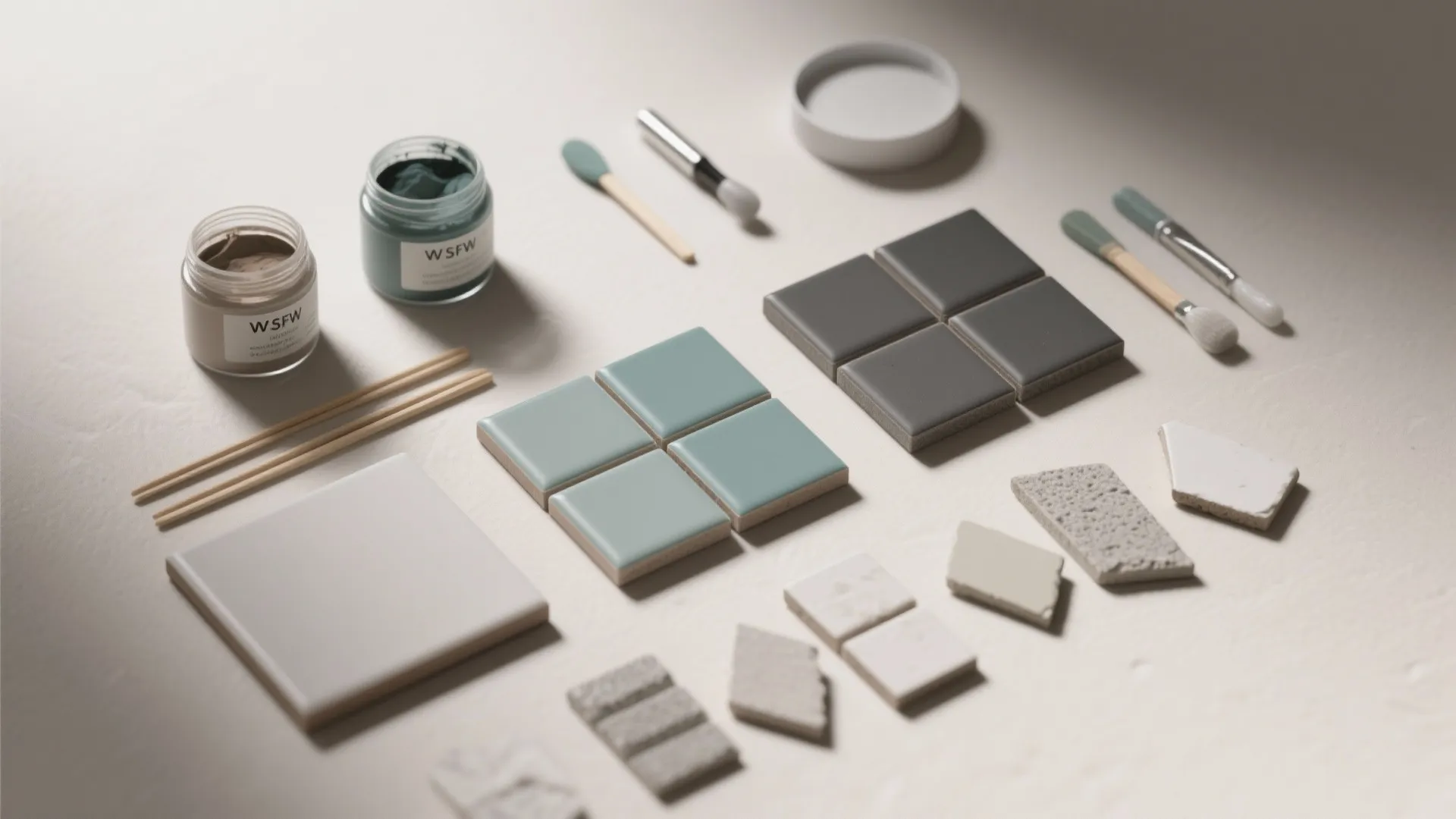 Color-custom epoxy accents for modern bathrooms