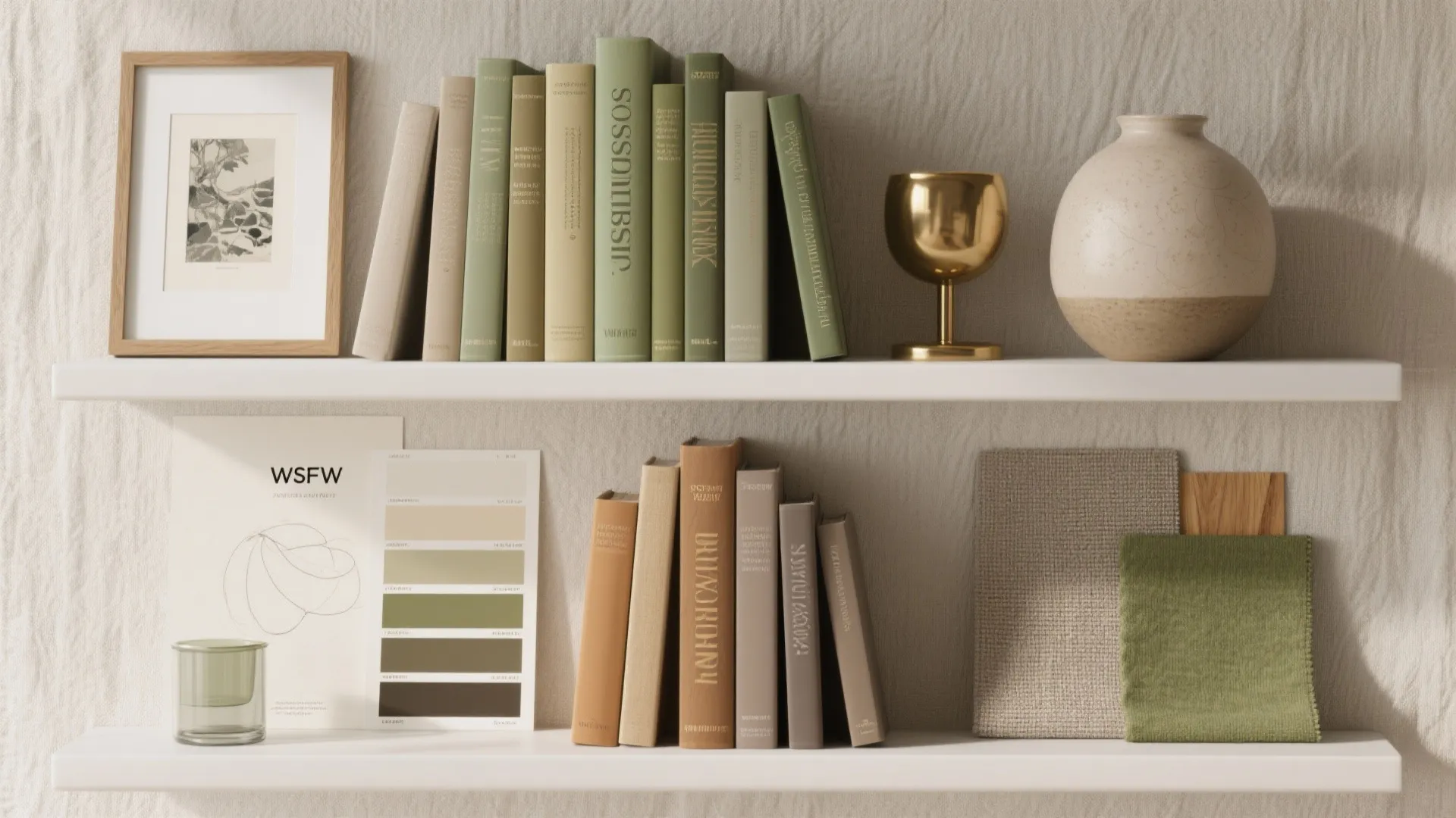 Curated color stories with books, art, and objects