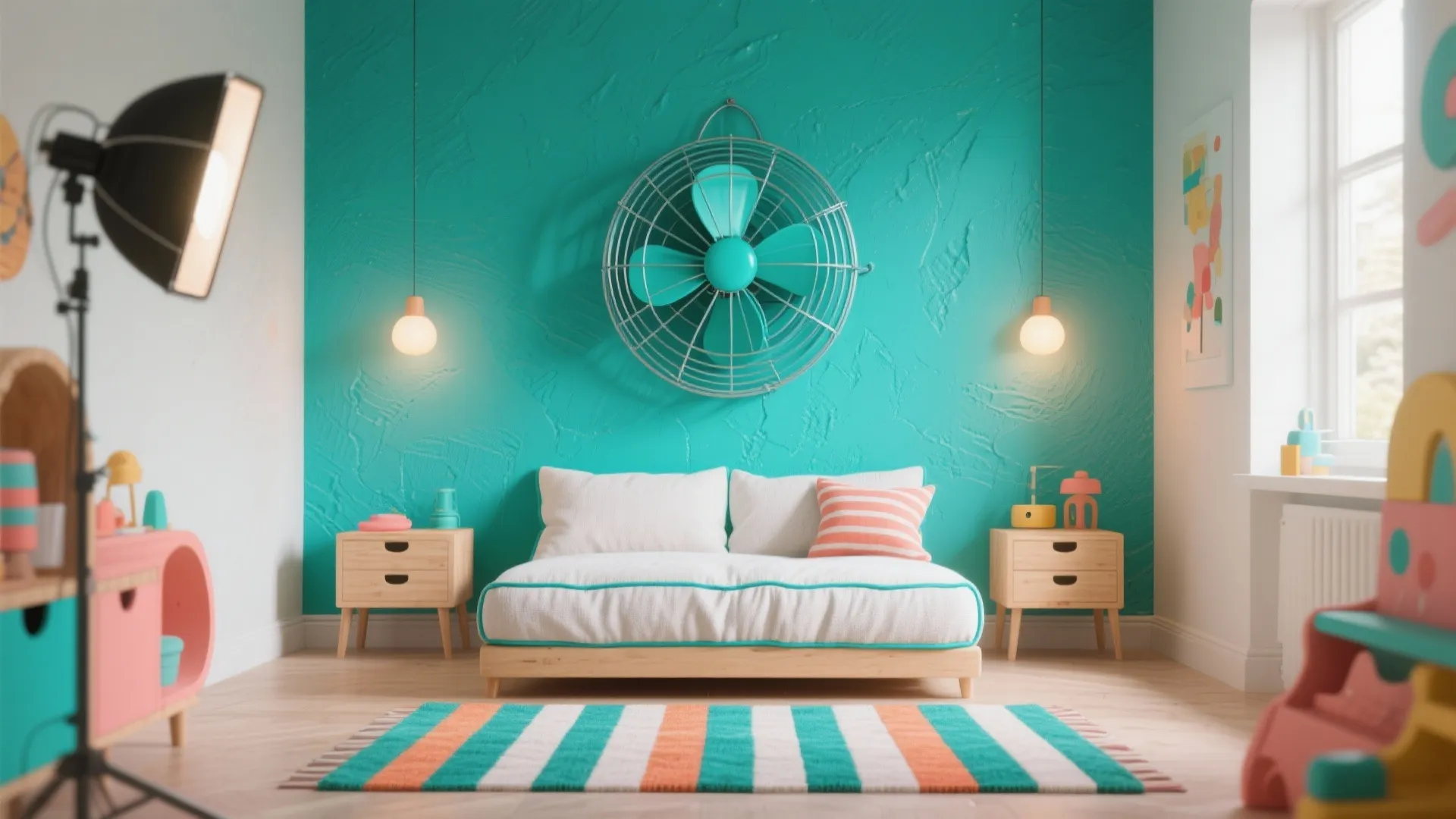 5) Color-pop and sculptural fans as statement accents
