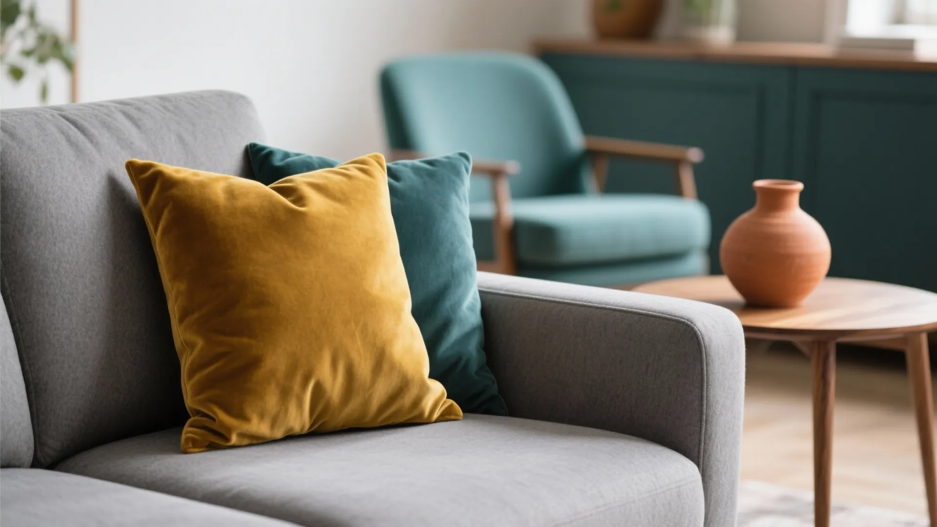 Grey as a Canvas for Color: Mustard, Teal, and Terracotta