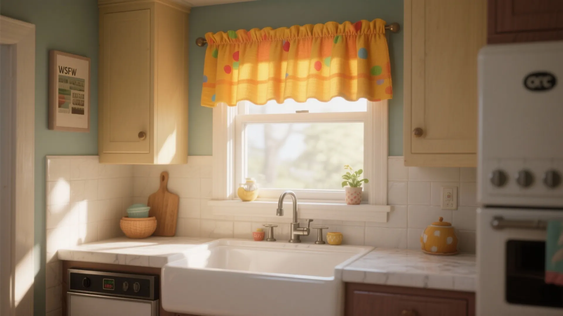 5. Short Valances and Color Pop Curtains