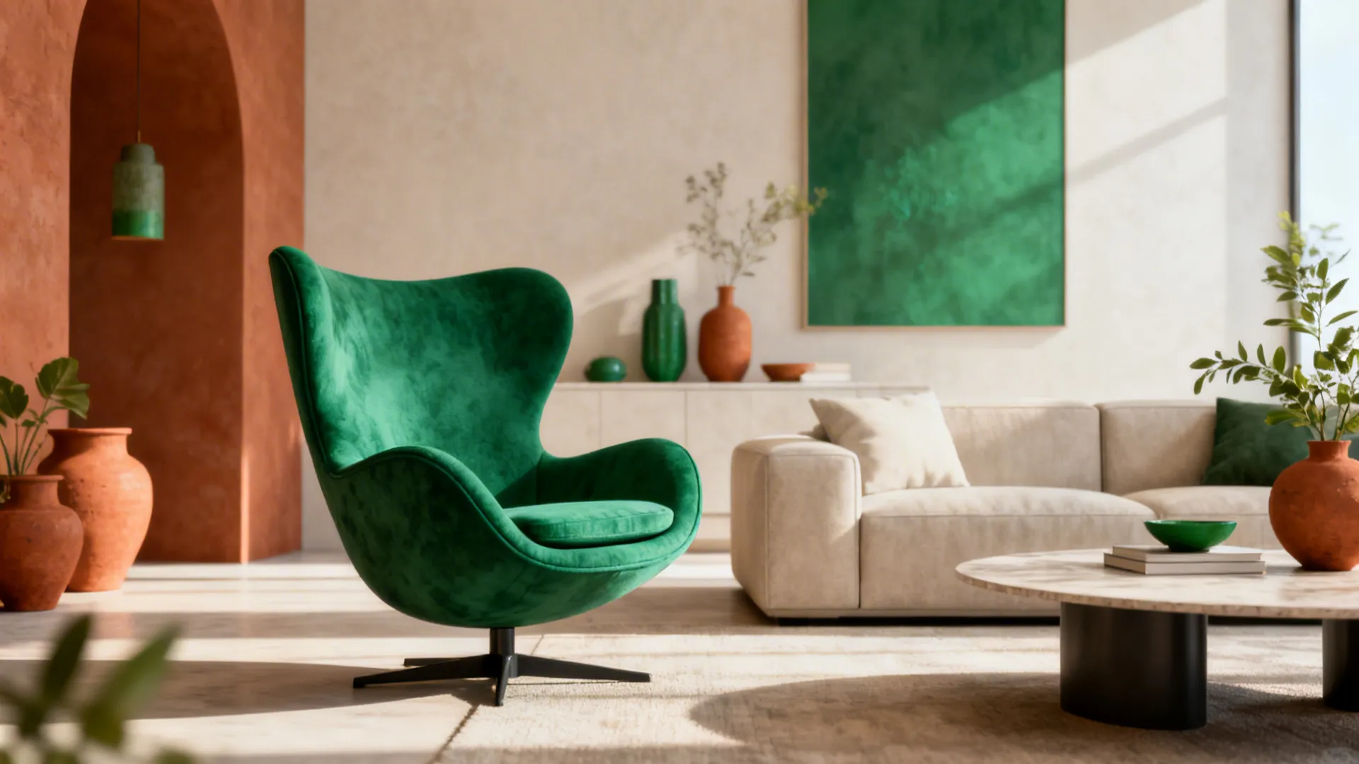 5. Choose a statement color chair to energize neutral rooms