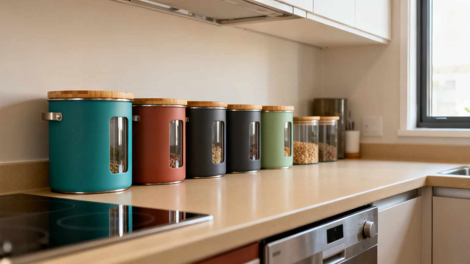 5 Ideas for Coloured New Design Steel Kitchen Containers