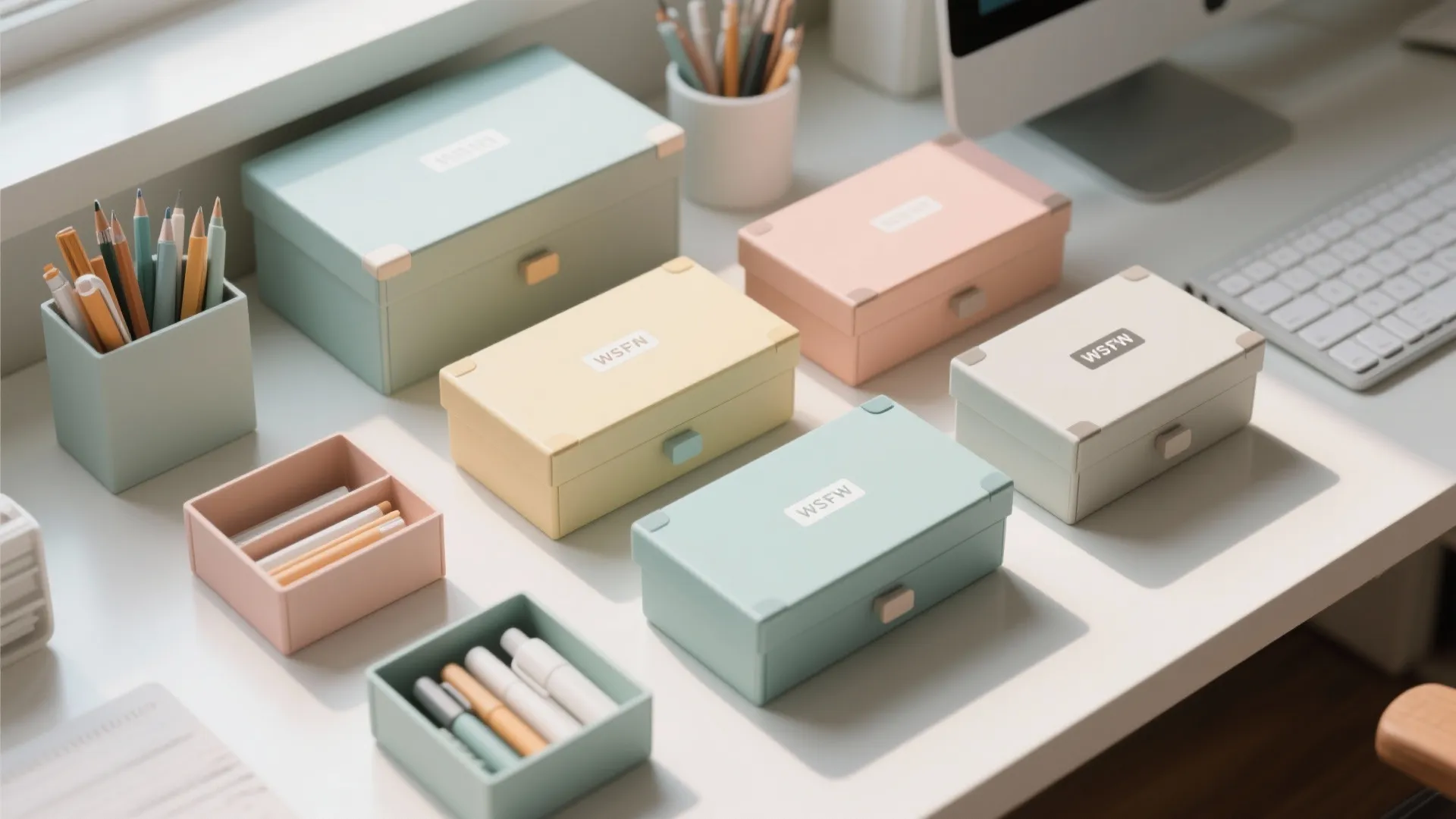 8. Color-Coordinated Storage Boxes