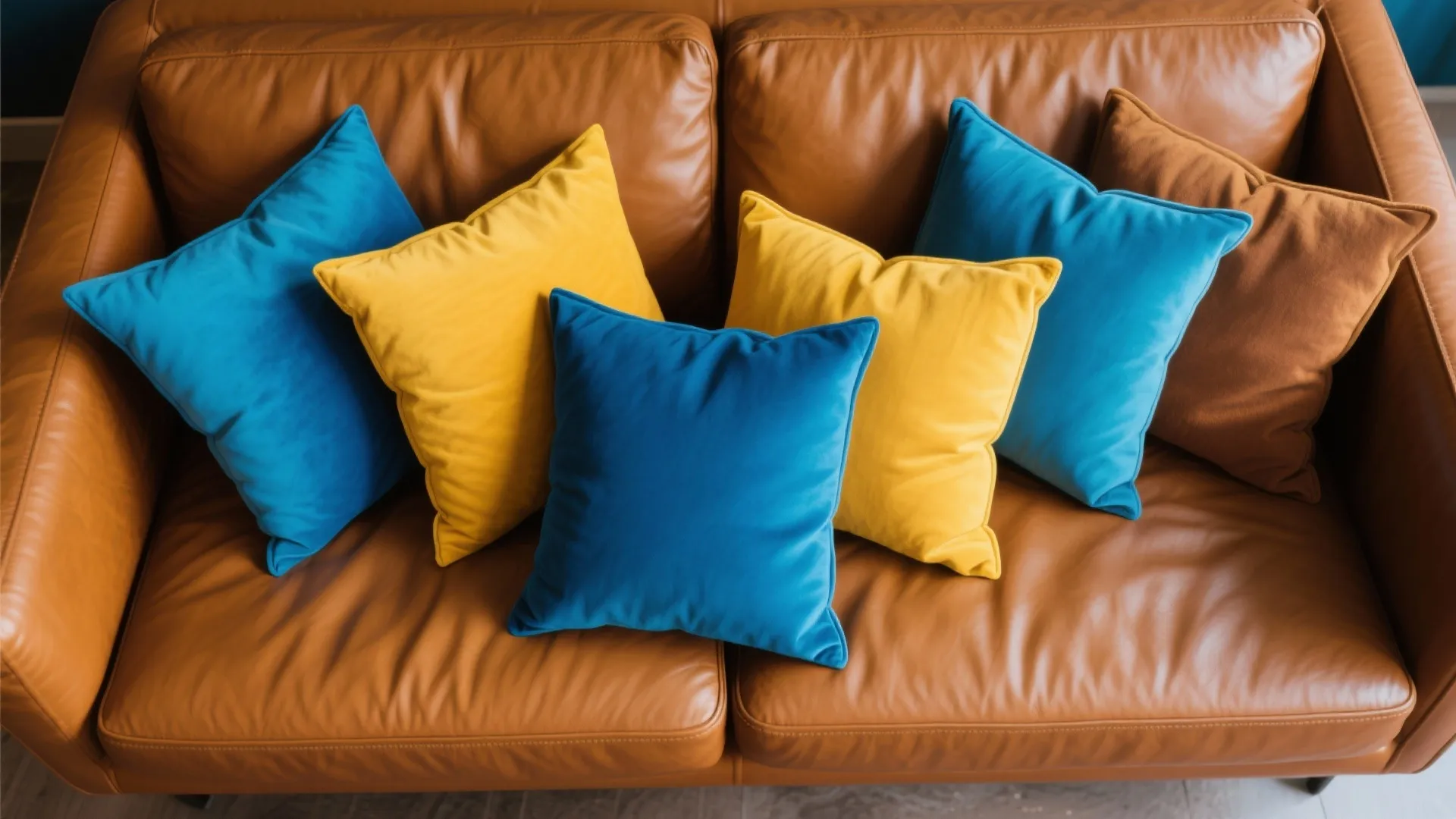 7. Pop of Color with Throw Pillows