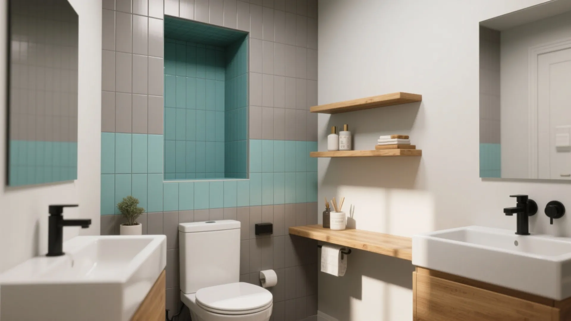 Color-blocked “zoning” to organize micro baths
