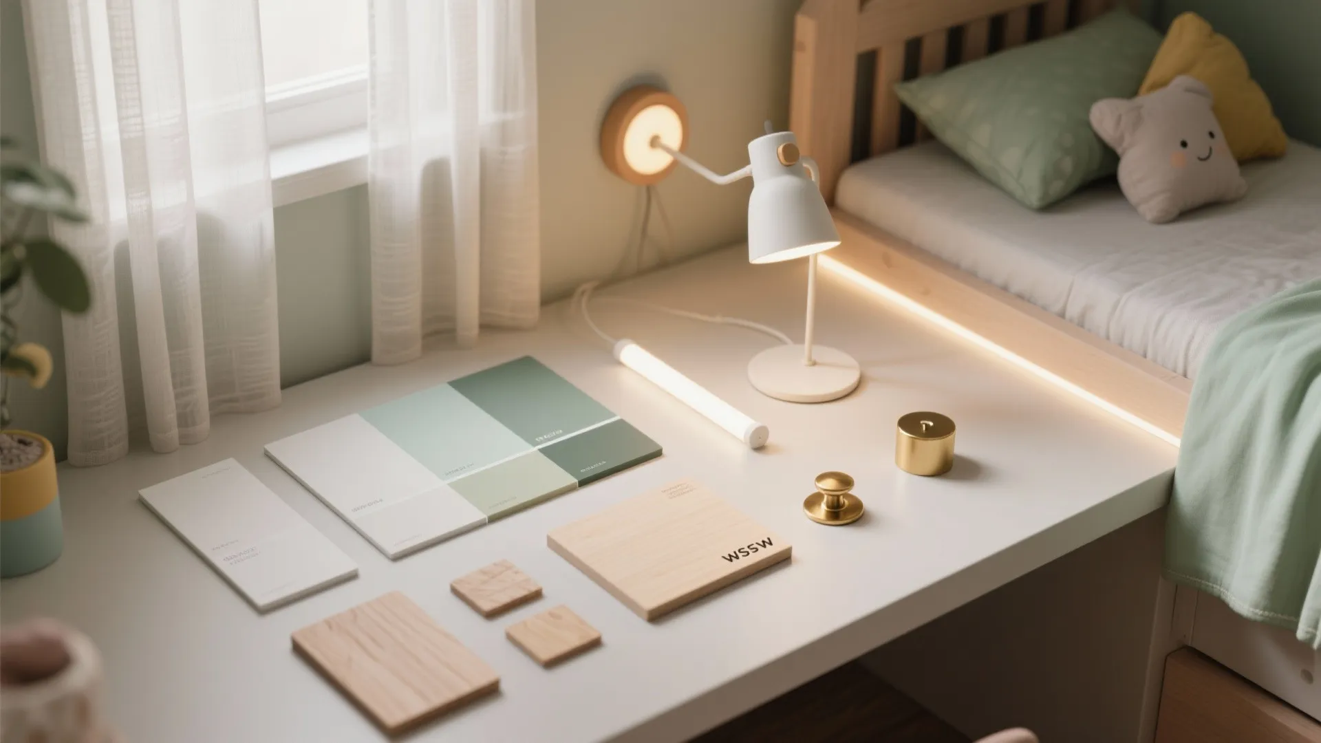 Zones with color, curtains, and kid-friendly lighting