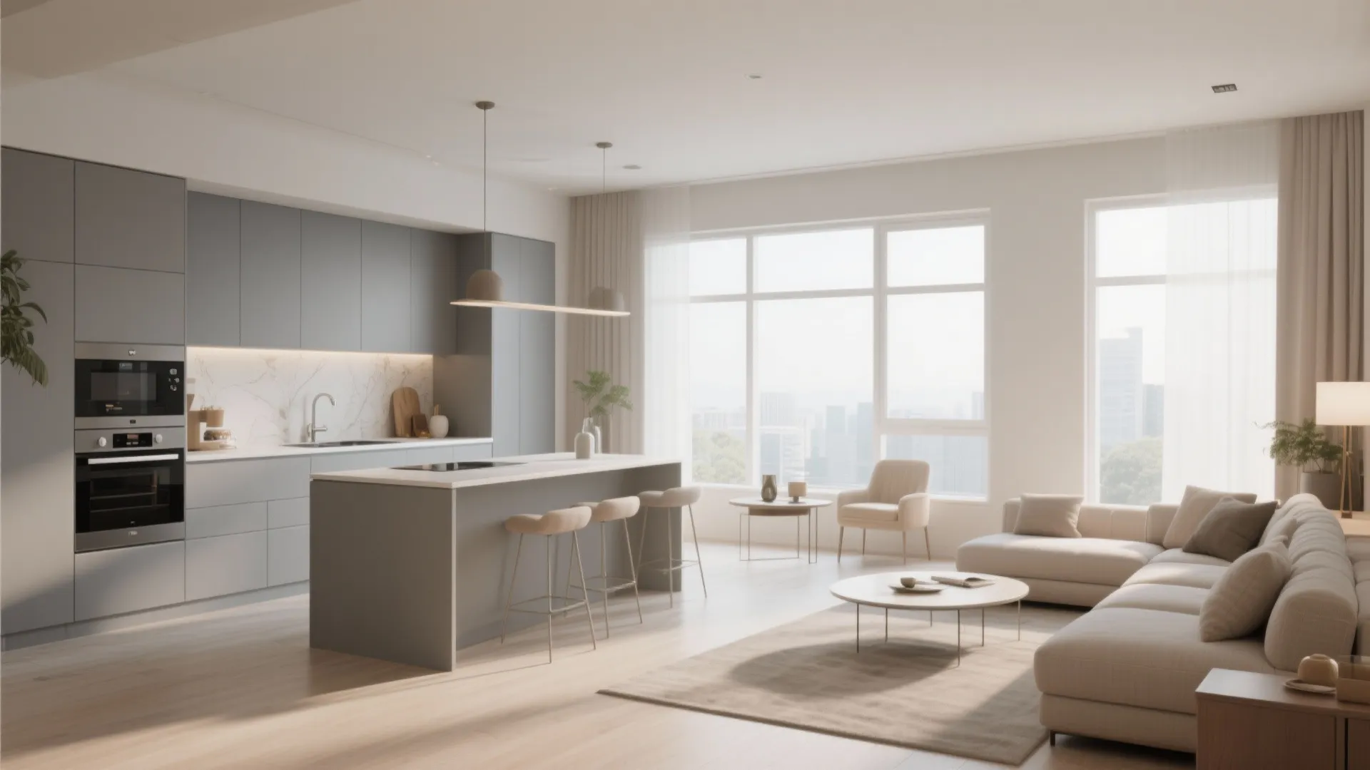 8. Color Zoning Between Kitchen and Living Area