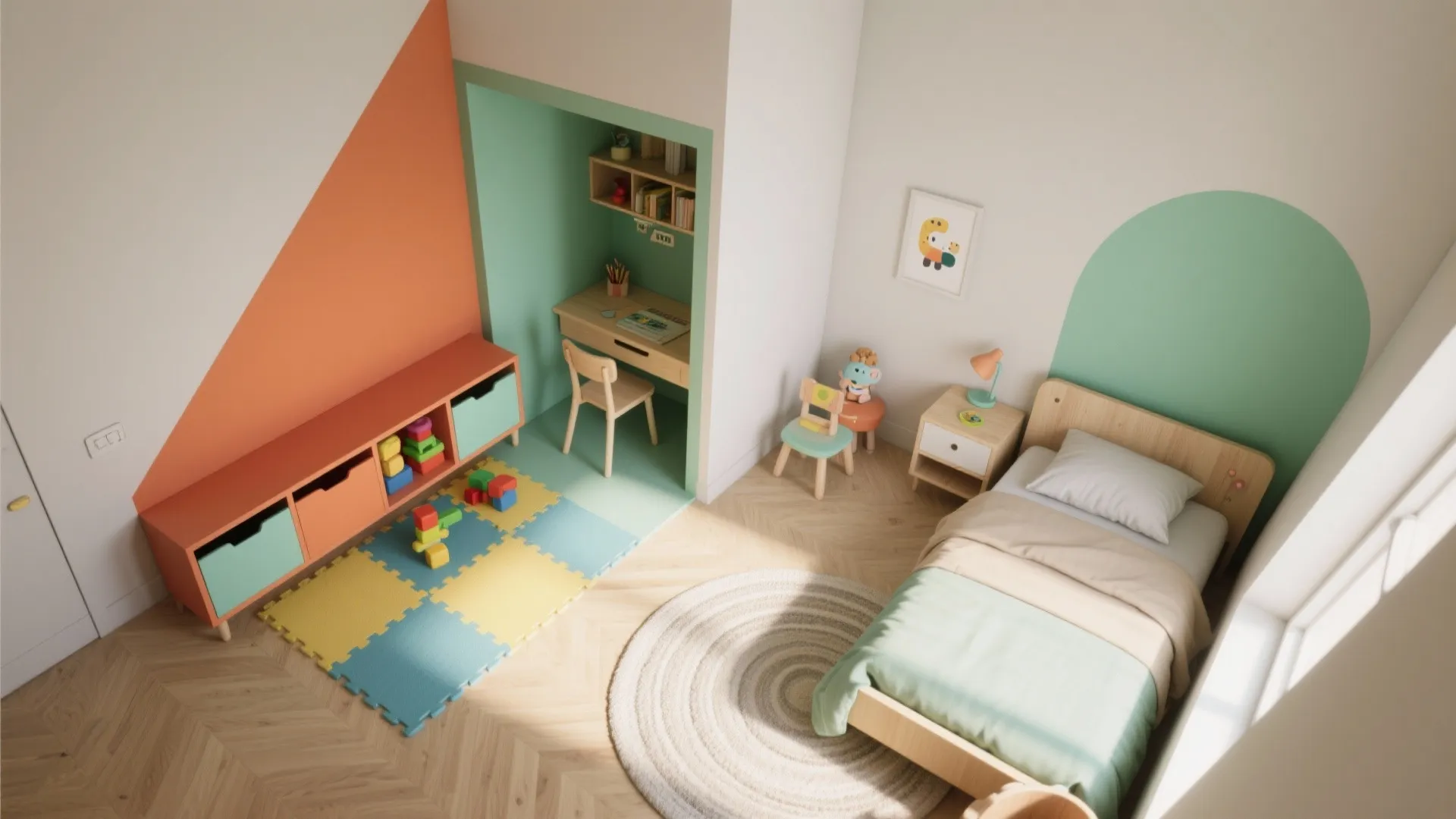 Color Zoning: Warm Play, Cool Study