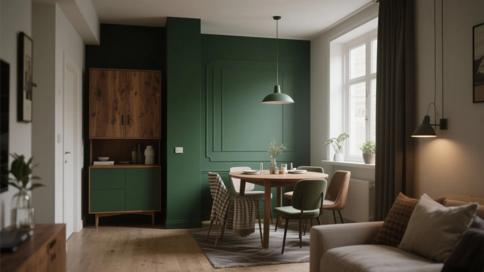 5. Furnishings and color zoning to suggest separation