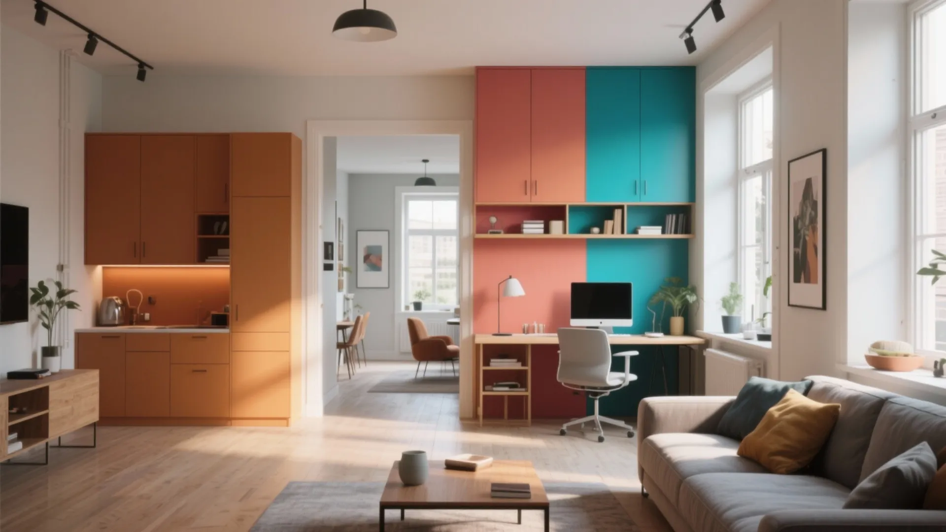 3. Color-zone open plans without walls