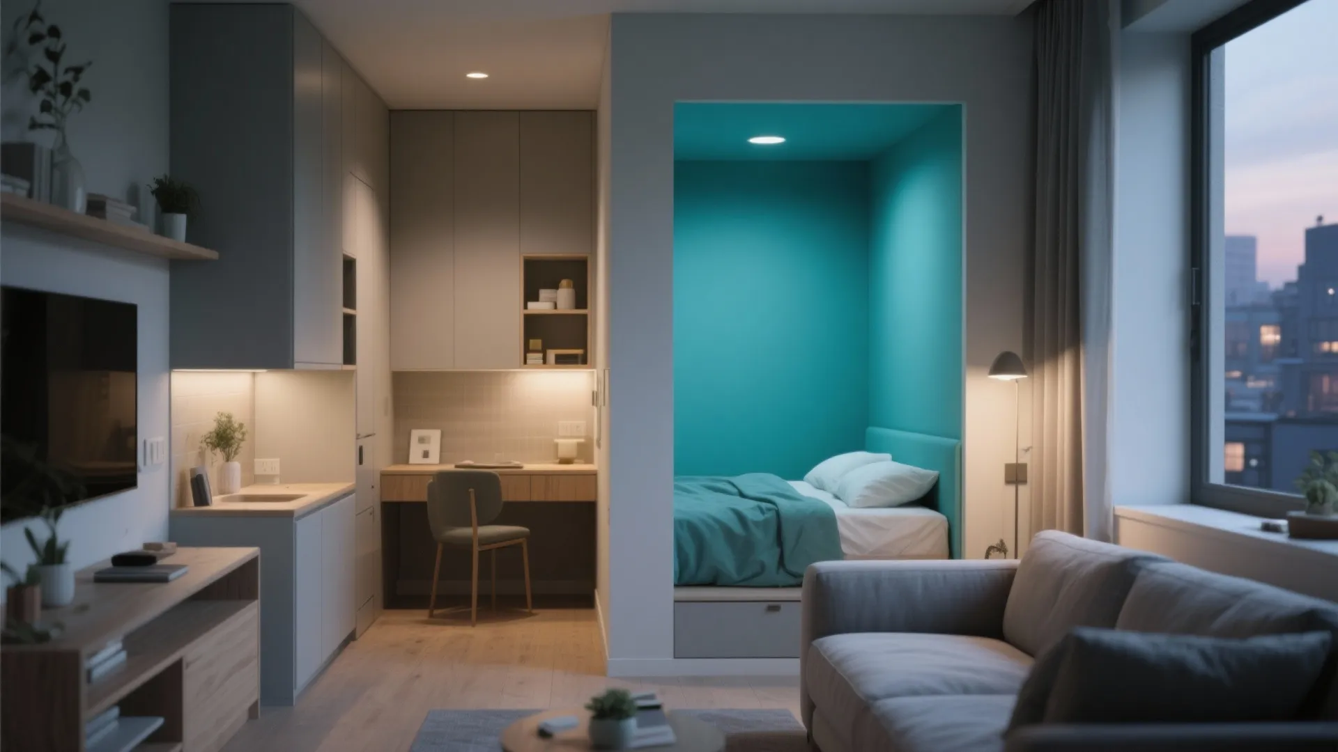 Inspiration 5: Use color zoning to make micro-apartments feel larger