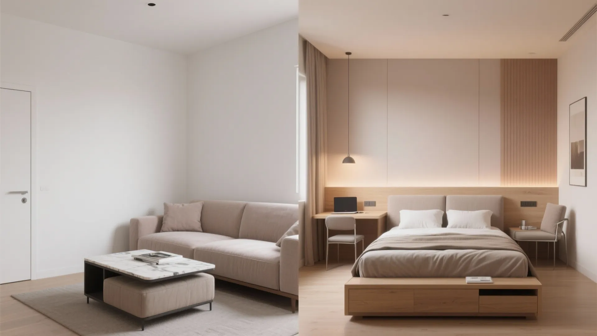 Color Zoning + Multipurpose Furniture