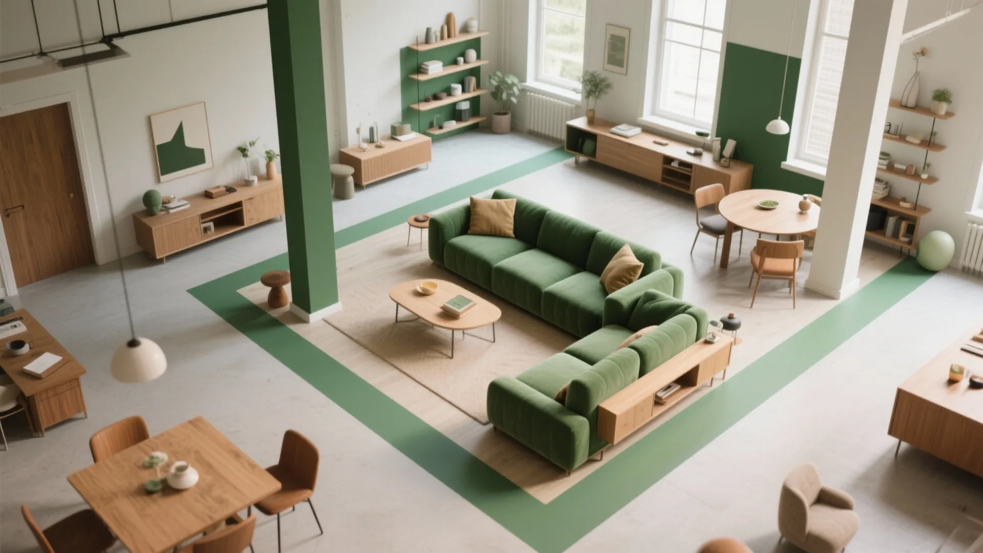 Color Zoning for Open-Plan Rooms