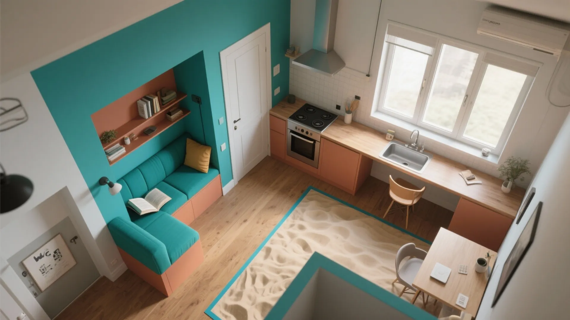 Bold Color Zoning in Small Rooms