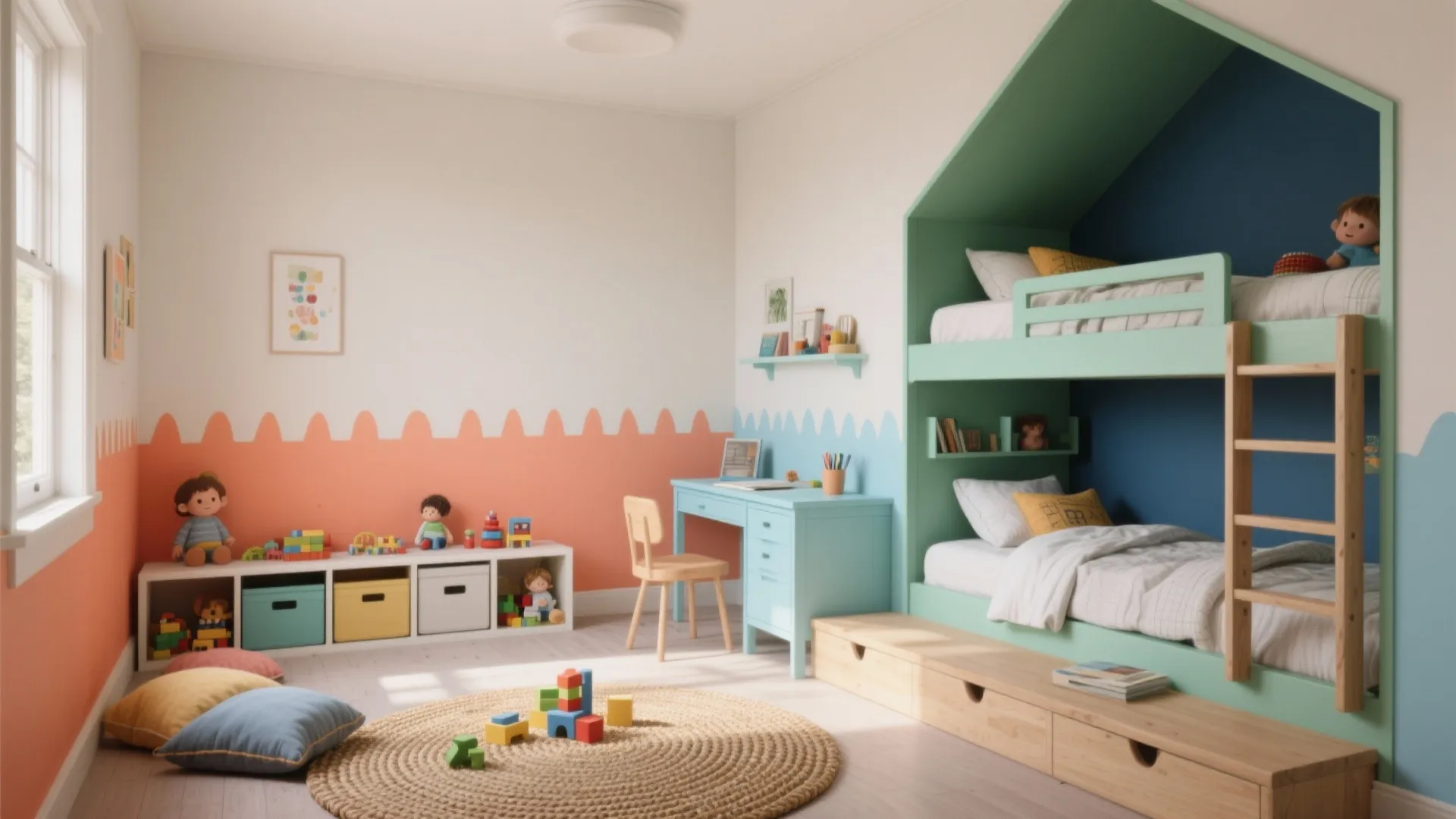 1) Color Zoning That Organizes Play, Study, and Sleep