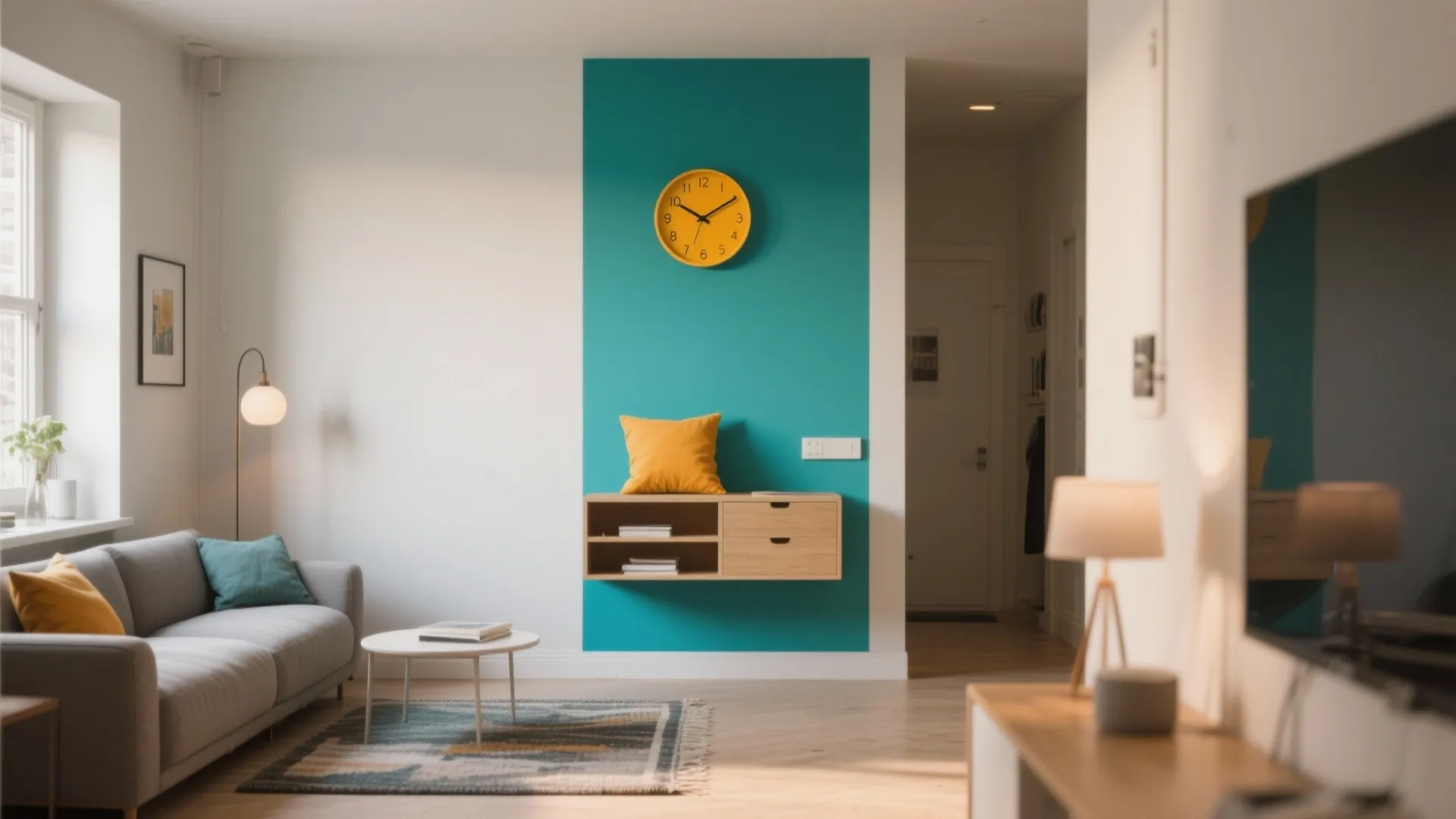 Color-Block Graphic Clock as a Compact Accent