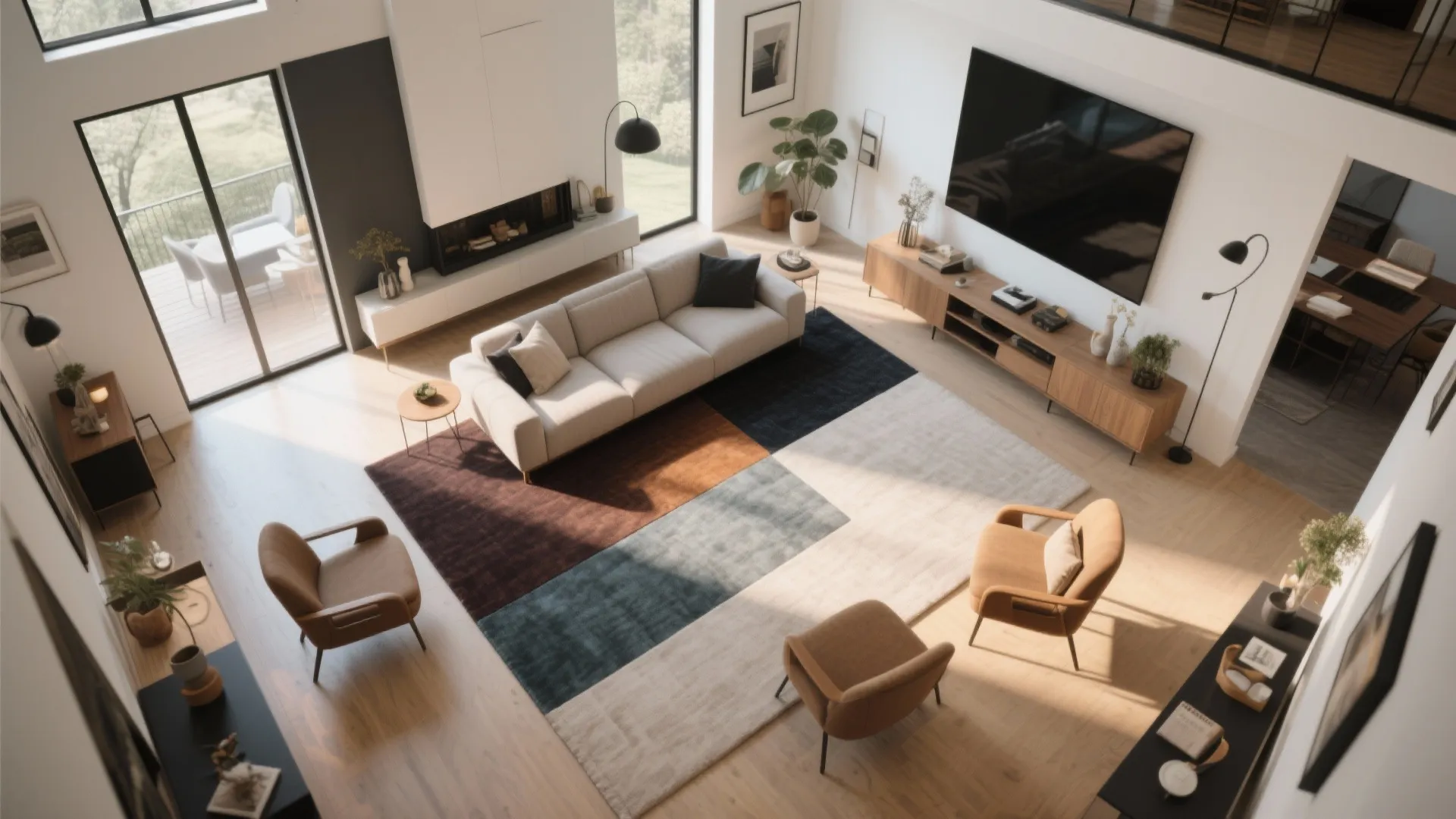 5. Use a Color-Block Rug to Define Zones