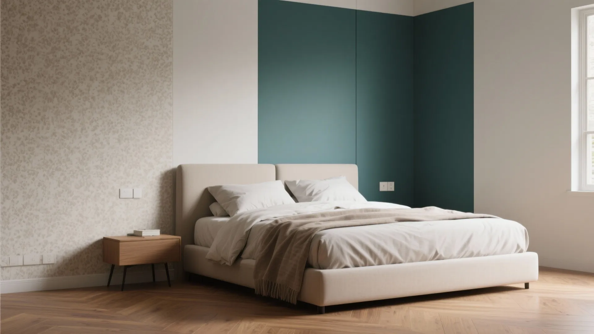 1. Color-Blocked Accent Wall (but keep it chill)