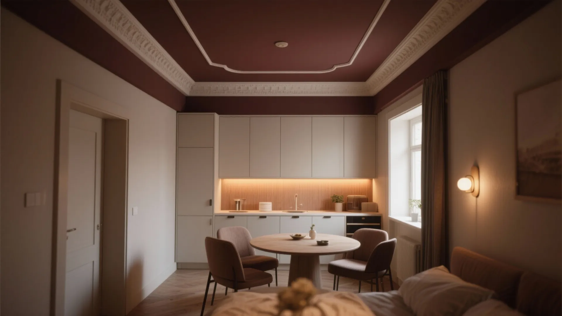 5. Colorful ceilings and trims for coziness