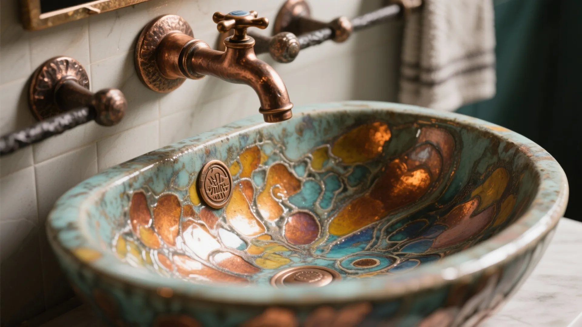 5. Colorful basins and authentic metalwork