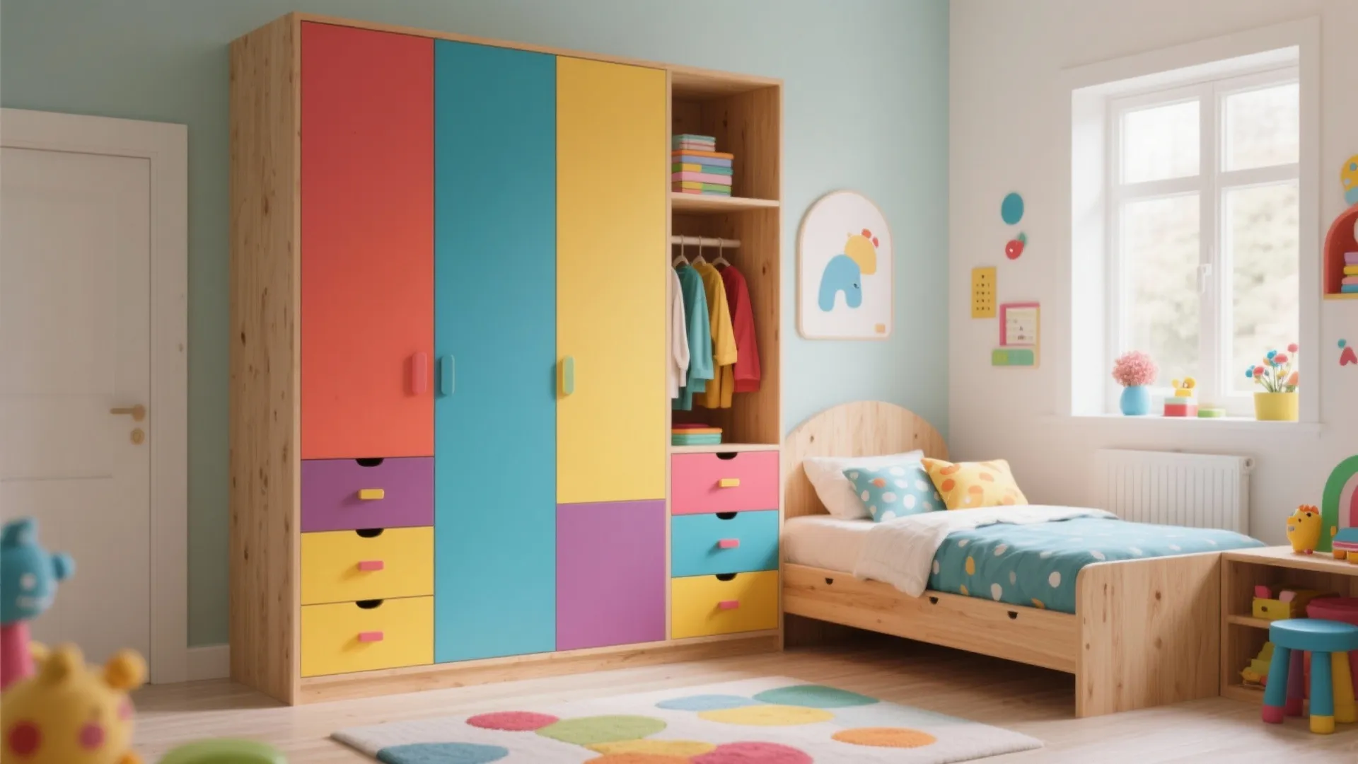 Colorful modular wardrobes