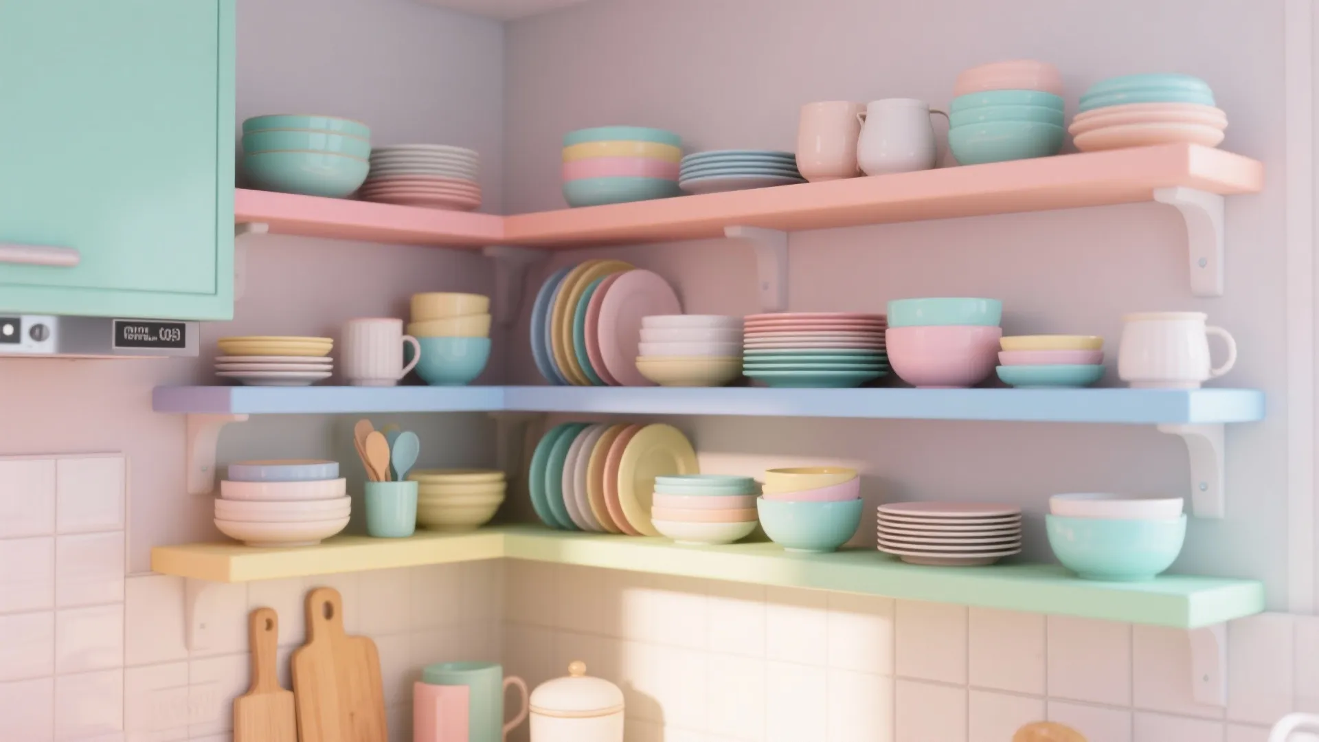 Tip 4: Colorful Open Shelving